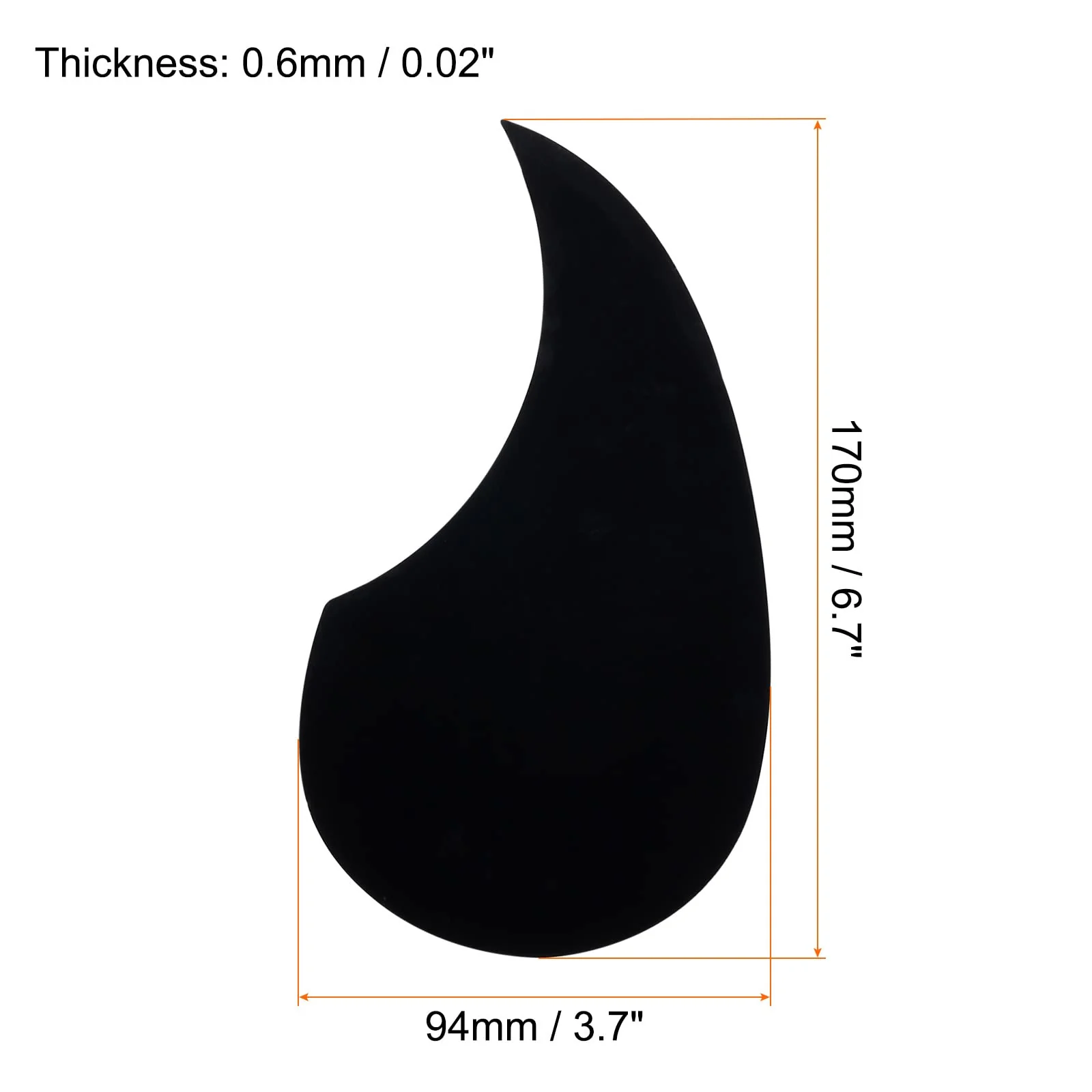 MECCANIXITY Acoustic Guitar Pickguard Fit 38Inch Self Adhesive Right Handed Acoustic-Electric Guitar Parts Water Drop Shape Black 2 Pack 38" - Image 2