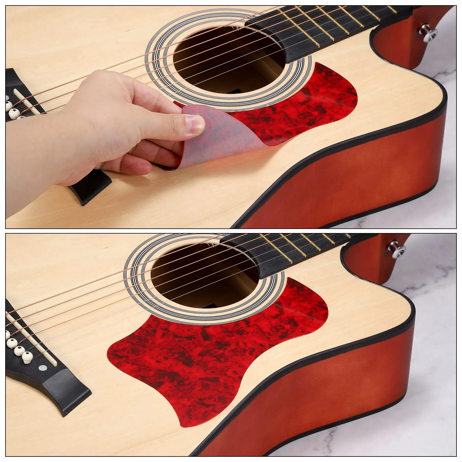 MECCANIXITY Acoustic Guitar Pickguard Fit 41 Inch Self Adhesive Left Handed Acoustic-Electric Guitar Parts Water Drop Shape Black 2 Pack - Image 5