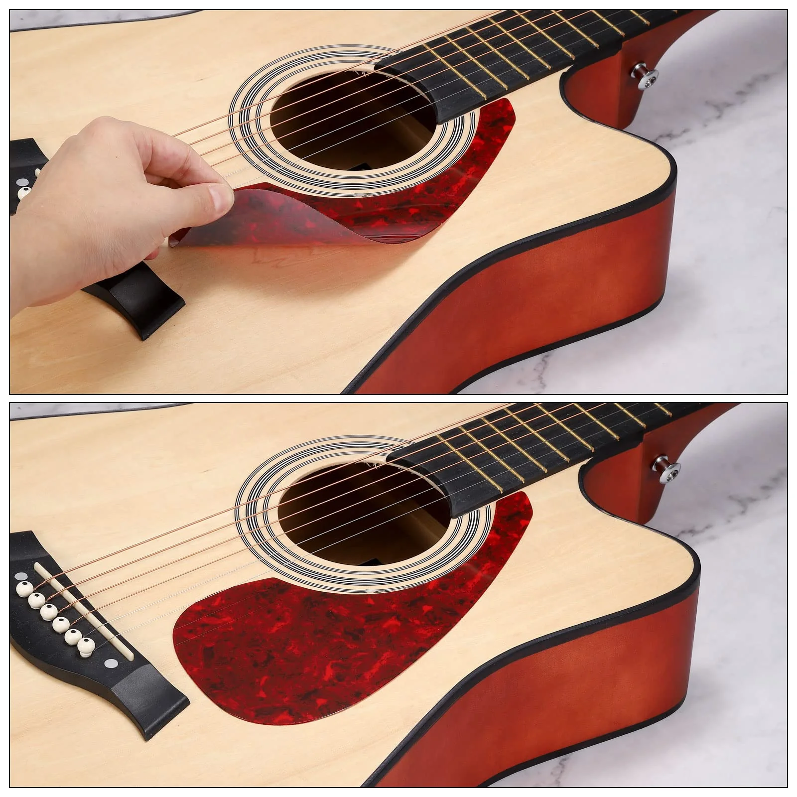 MECCANIXITY Acoustic Guitar Pickguard Fit 41 Inch Self Adhesive Right Handed Acoustic-Electric Guitar Parts Long Water Drop Shape Black - Image 5