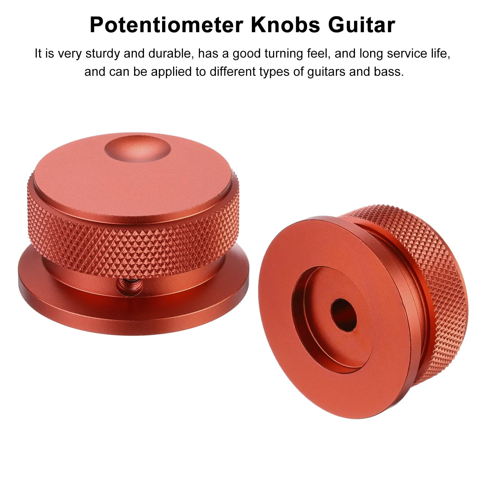 MECCANIXITY Aluminium Potentiometer Knobs 1/4"x1.5", Universal Top Hat Knobs Volume Tone Control Knob with Set Screw for Guitar Bass, Red - Image 4