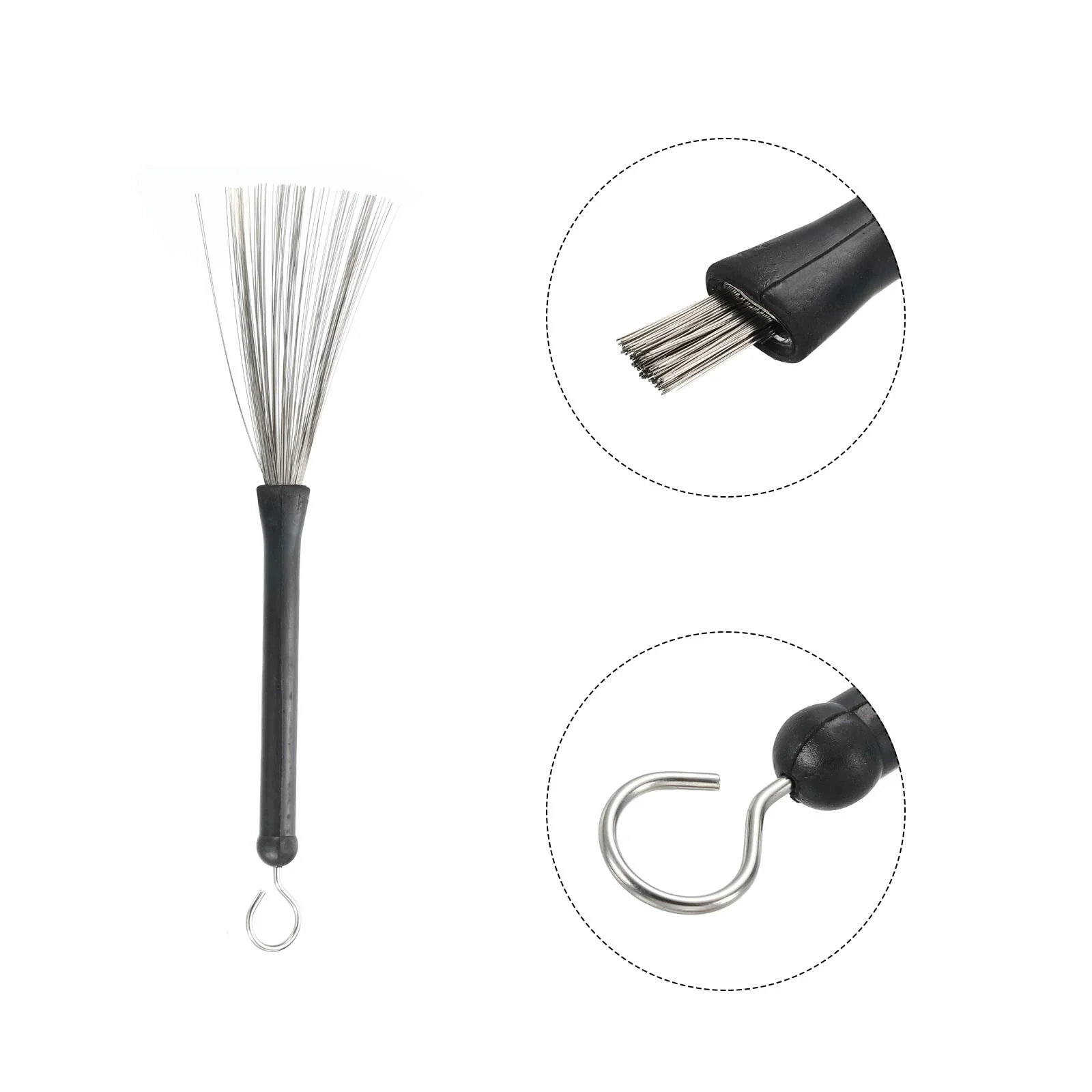 MECCANIXITY Drum Stick Brush Set 1 Pair Retractable Metal Drum Wire Brushes 1 Pair Nylon Drum Brushes 2 Pair Rods Drum Brushes for Jazz Acoustic - Image 4
