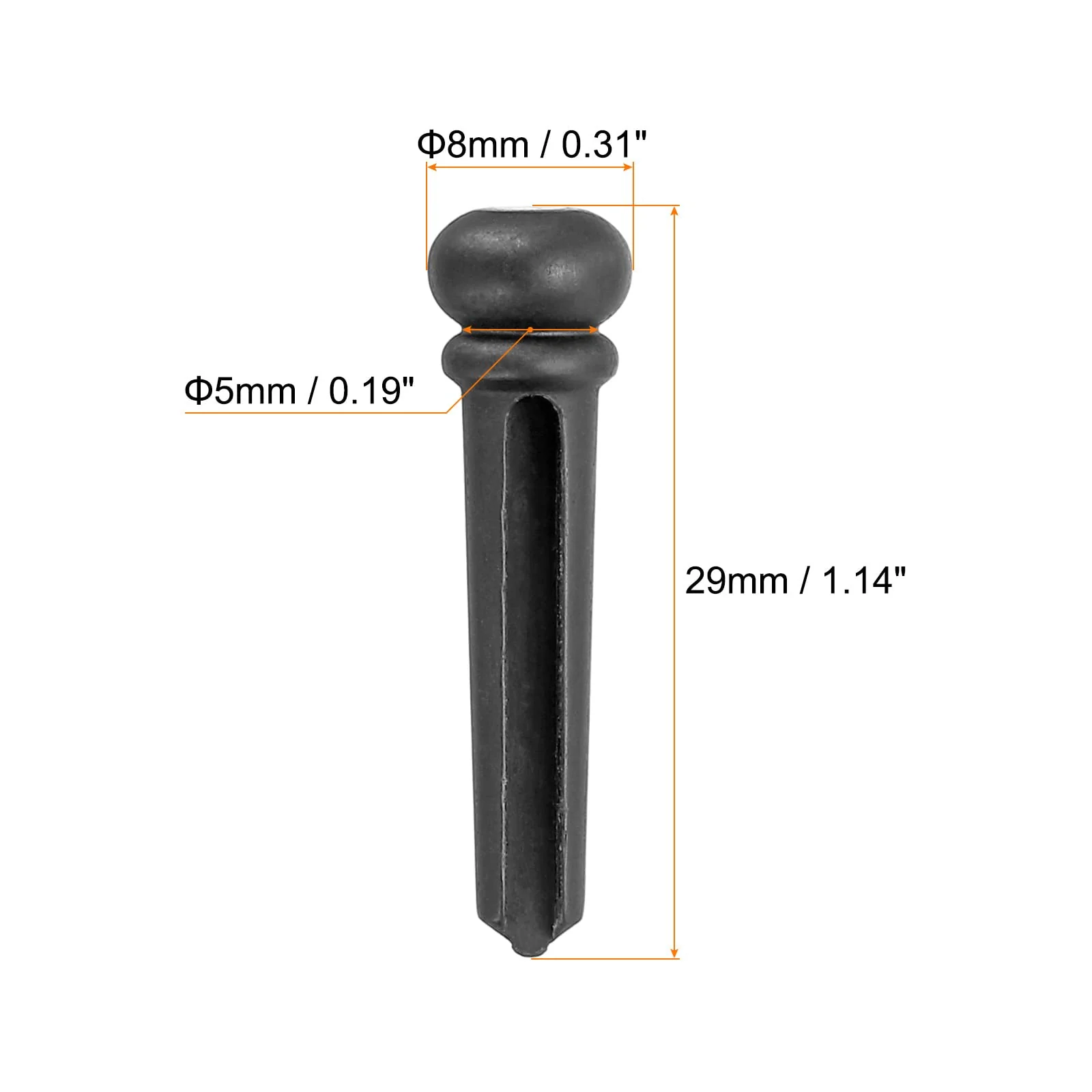 MECCANIXITY Ebony Acoustic Guitar Bridge Pins Pegs, Guitar Bridge Pins Replacement Guitar End Pin Set for Folk Brass with Black Spot Pack of 6 - Image 2