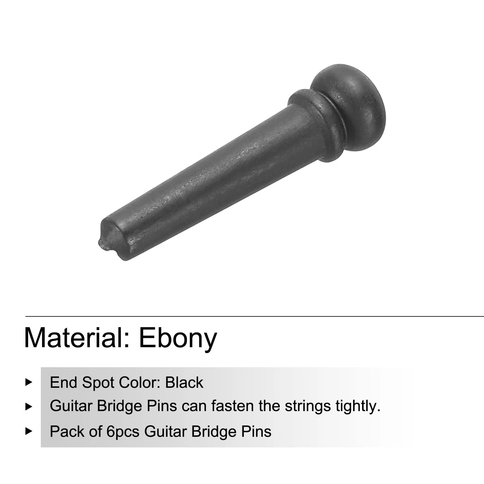 MECCANIXITY Ebony Acoustic Guitar Bridge Pins Pegs, Guitar Bridge Pins Replacement Guitar End Pin Set for Folk Brass with Black Spot Pack of 6 - Image 3