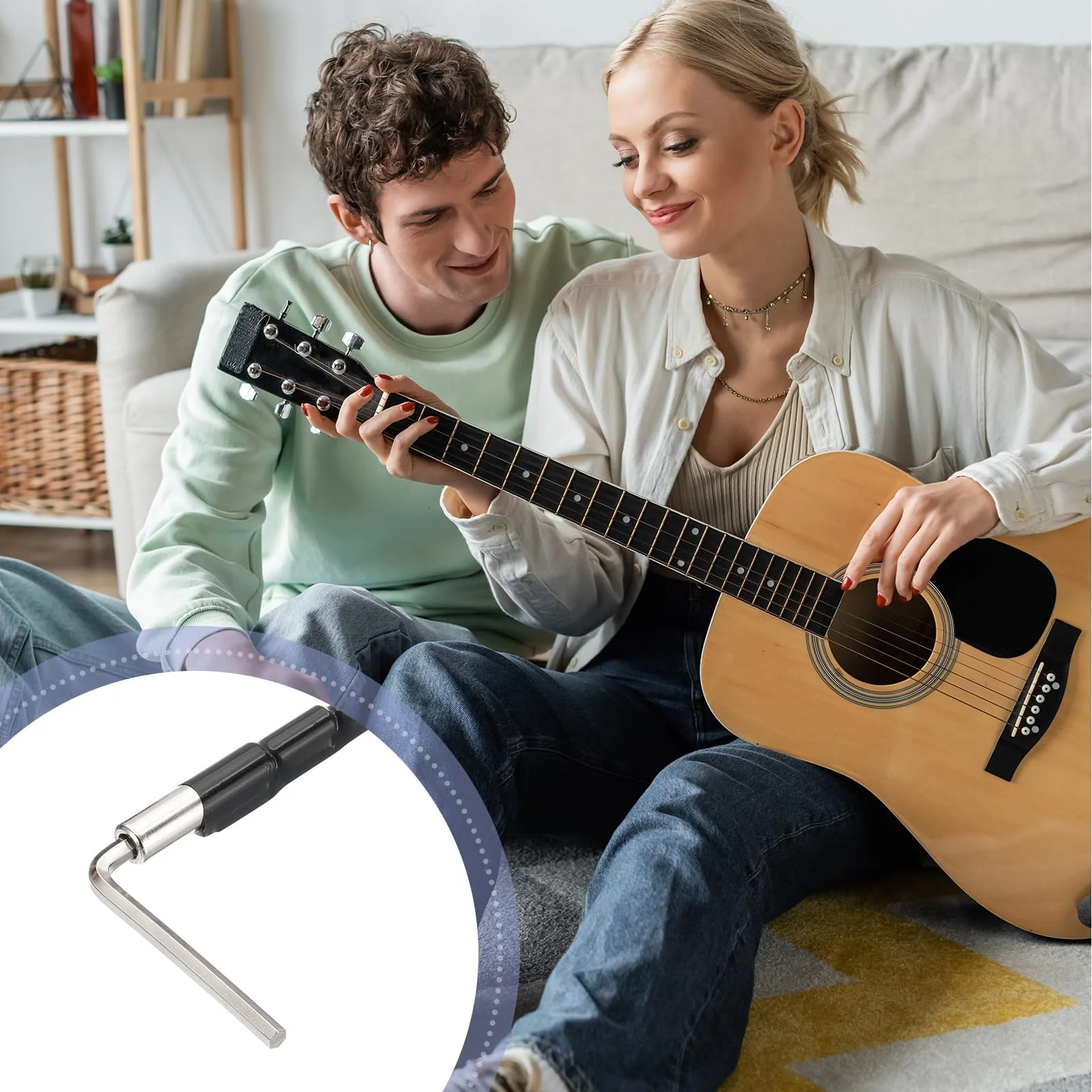 MECCANIXITY Guitar Two Way Rod, 570mm Low-Profile Guitar Rod with 4mm L-Wrench, Luthier Tools for Electric Acoustic Bass Guitars Neck Repair Adjustment, Black - Image 6