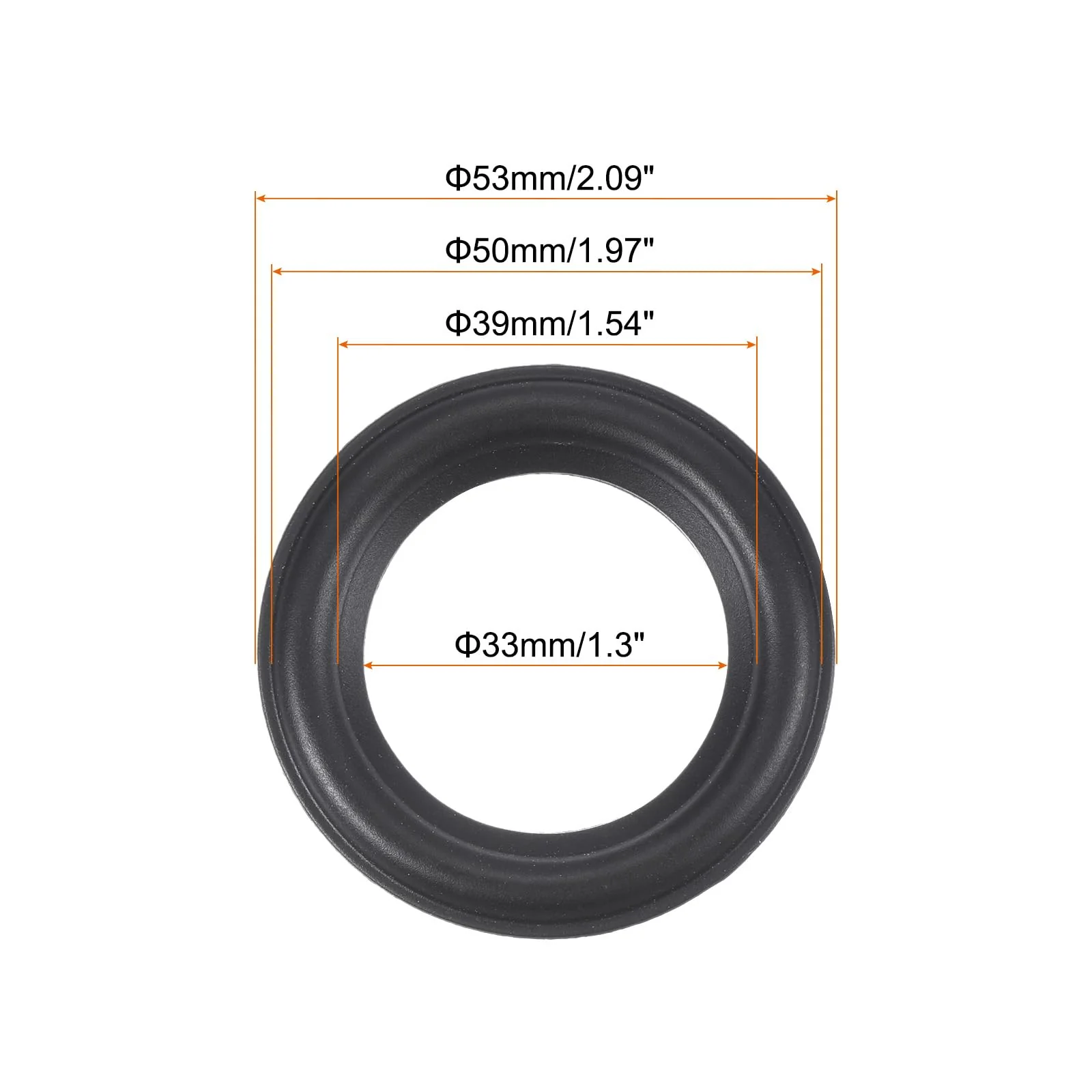 MECCANIXITY Rubber Speaker Foam Edge Surround Rings 2.25 Inch 33mm x 53mm Perforated Subwoofer Rings Replacement Parts for Speaker Repair or DIY Black 2 Pcs - Image 2