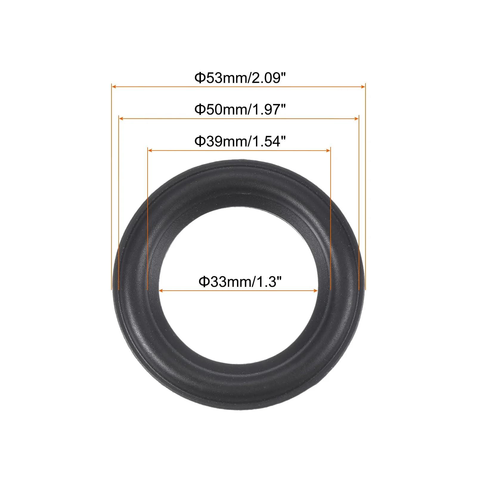 MECCANIXITY Rubber Speaker Foam Edge Surround Rings 2.25 Inch 33mm x 53mm Perforated Subwoofer Rings Replacement Parts for Speaker Repair or DIY Black 4 Pcs - Image 2