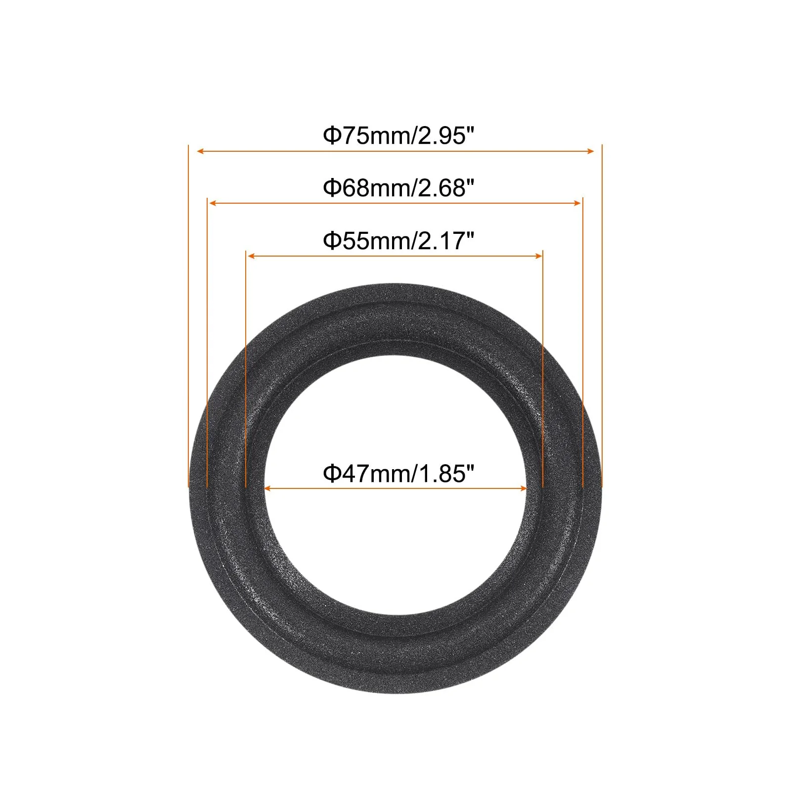 MECCANIXITY Rubber Speaker Foam Edge Surround Rings 3 Inch 47mm x 75mm Perforated Subwoofer Rings Replacement Parts for Speaker Repair or DIY Black 2 Pcs - Image 2