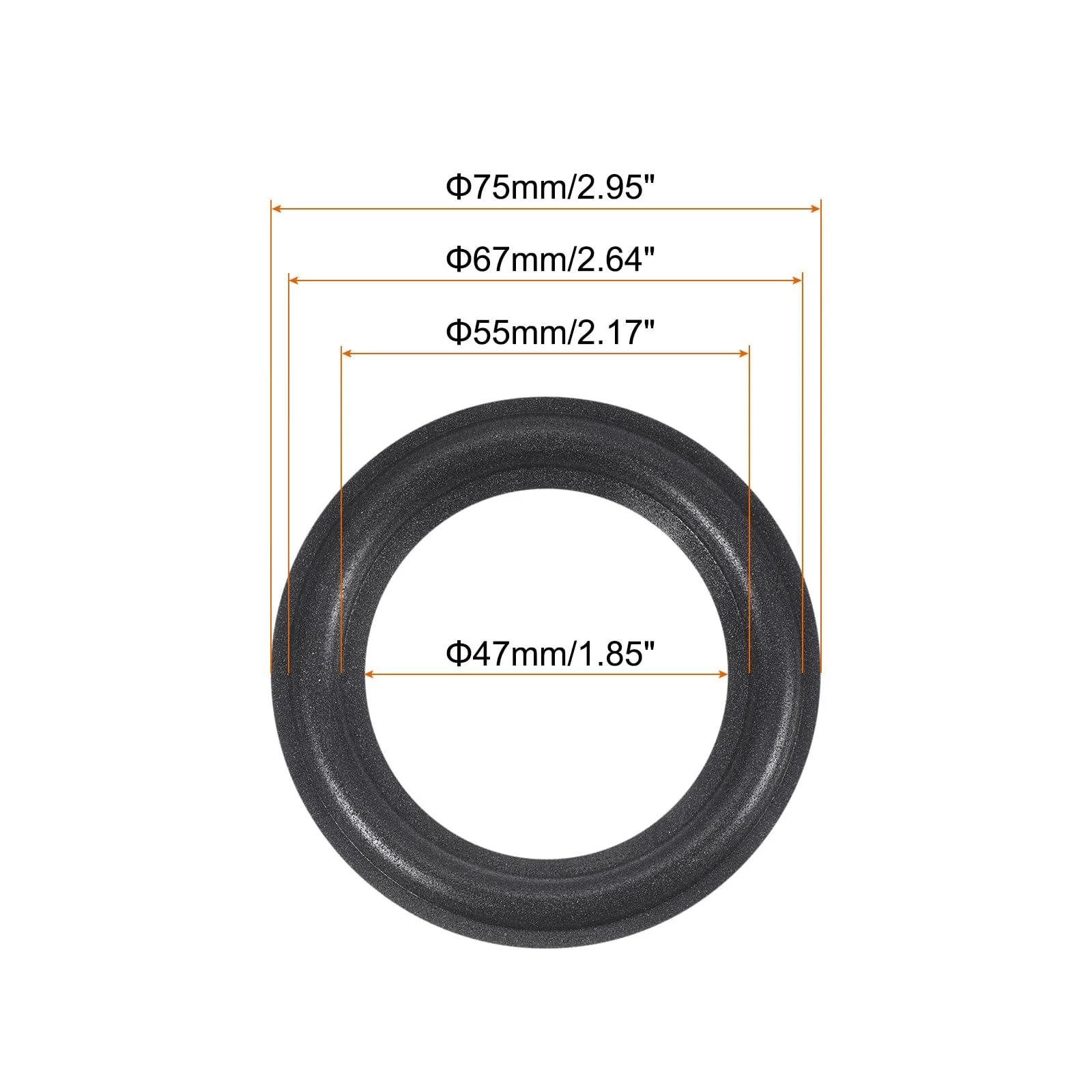 MECCANIXITY Rubber Speaker Foam Edge Surround Rings 3 Inch 47mmx75mm Perforated Subwoofer Rings Replacement Parts for Speaker Repair or DIY Black 2 Pcs - Image 2