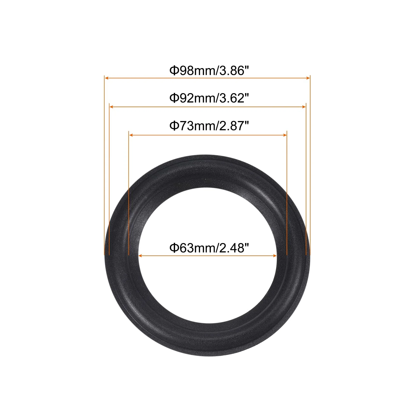 MECCANIXITY Rubber Speaker Foam Edge Surround Rings 4 Inch 63mm x 98mm Perforated Subwoofer Rings Replacement Parts for Speaker Repair or DIY Black 4 Pcs - Image 2