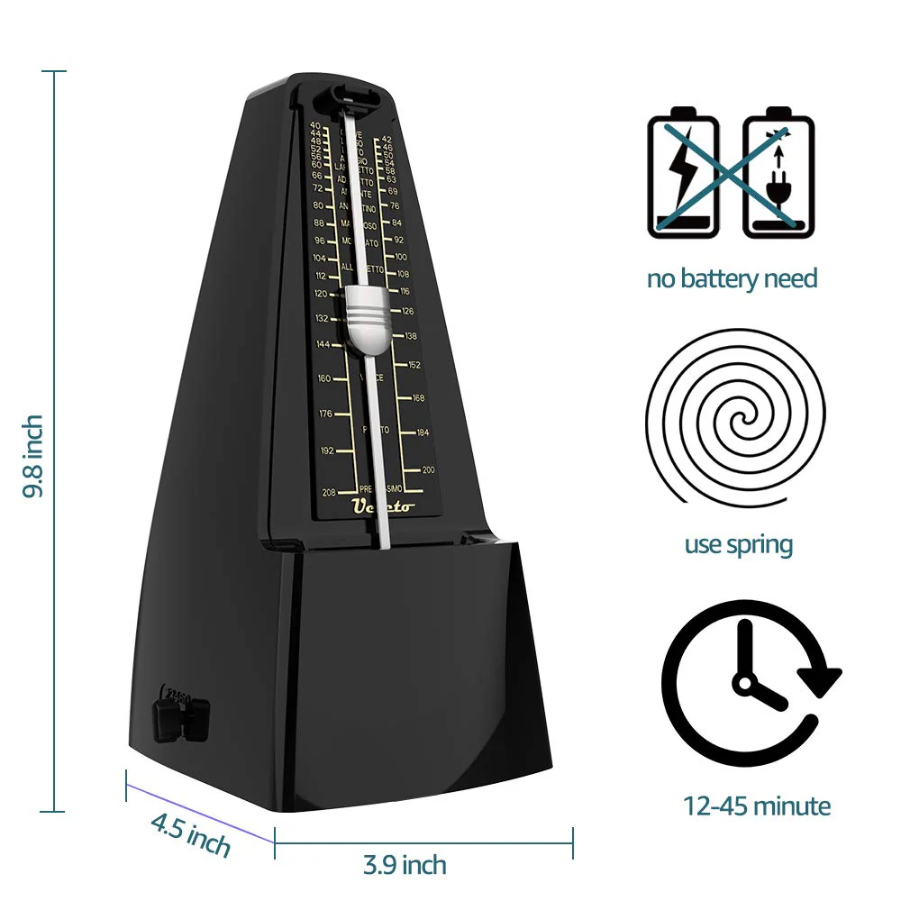 Mechanical Metronome Black/Loud Sound Piano Drum Violin Guitar - Image 2