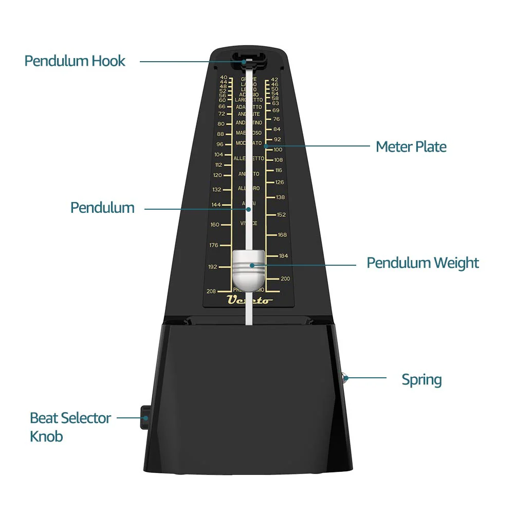 Mechanical Metronome Black/Loud Sound Piano Drum Violin Guitar - Image 5