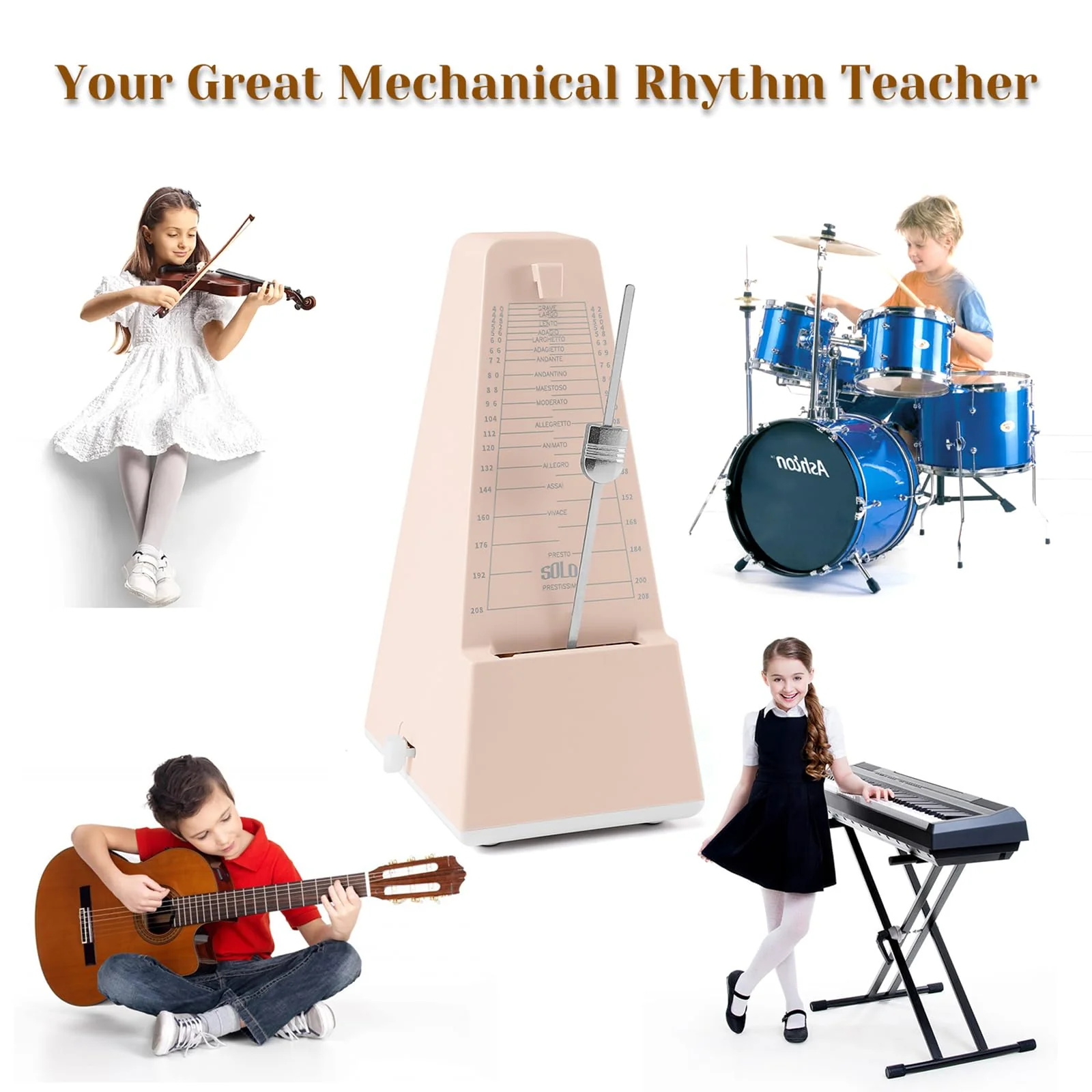 Mechanical Metronome for Piano Guitar Violin Drums Birthday Gift Festival Present Light Pink - Image 3