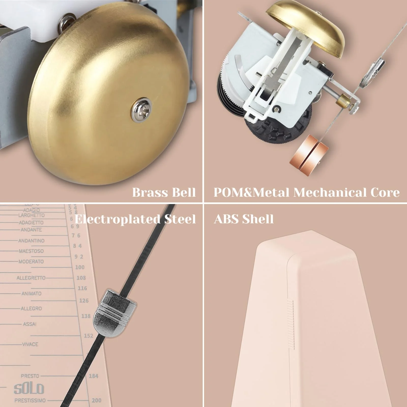 Mechanical Metronome for Piano Guitar Violin Drums Birthday Gift Festival Present Light Pink - Image 4