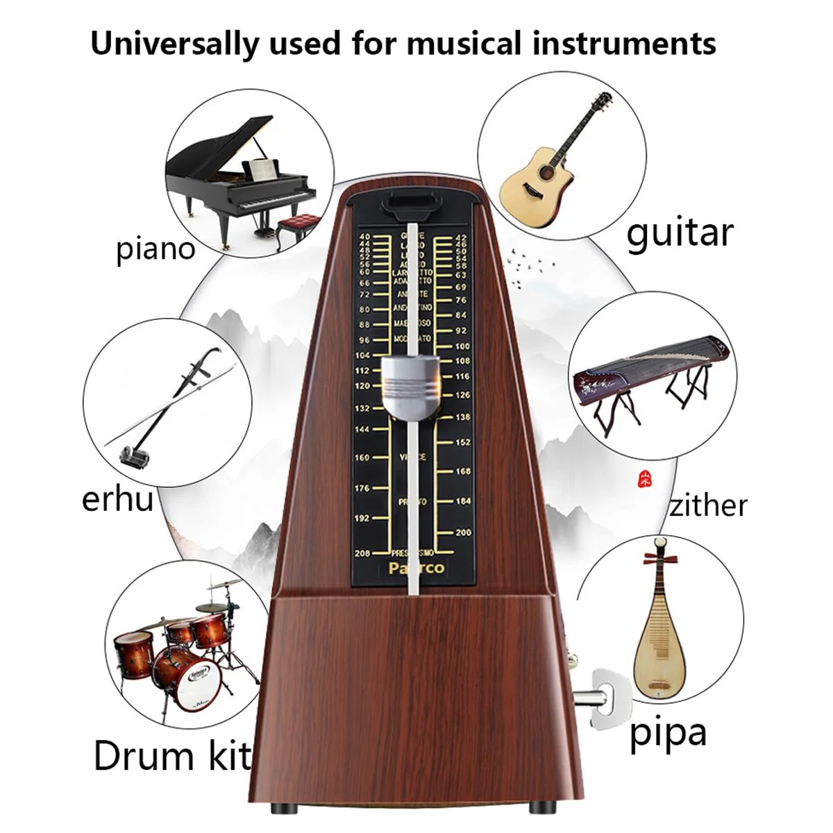 Mechanical metronome, piano sound, big guitar, violin, drum kit, instrument, universal rhythmologist (Musical Instrument Universal【Mahogany color】) Musical Instrument Universal【Mahogany color】 - Image 2
