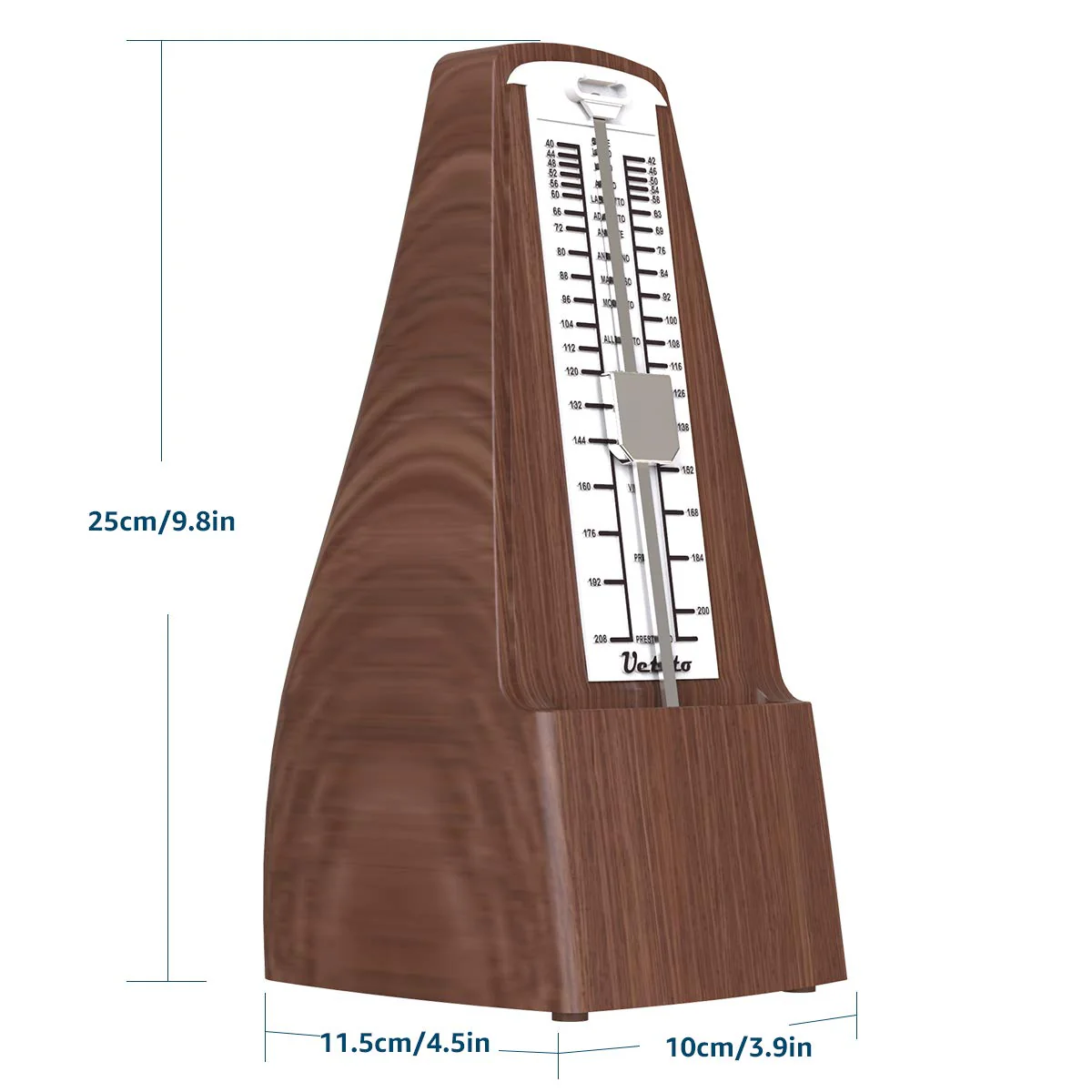 Mechanical Metronome Wood Grained Loud Sound/High Precision/No batteries Needed/for Piano/Guitar/Violin/Drum and Other Instruments (Tower design) wood grain - Image 3