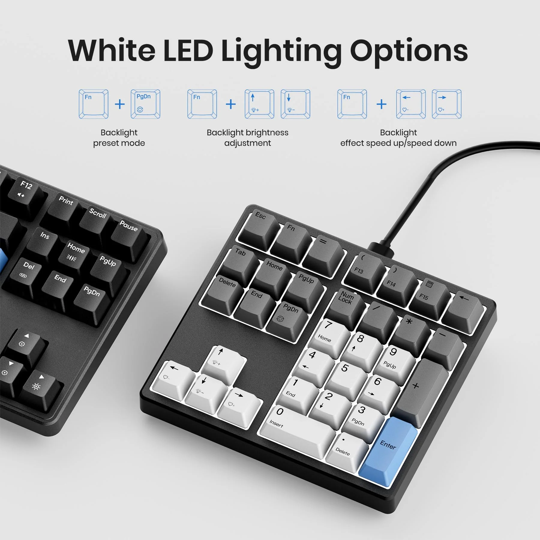 Mechanical Number Pad, 34 Key Wired Hot Swappable Keypad, Gateron Switches White Backlit Numpad,USB Numeric Keypad with PBT Keycaps for Laptop, Mac, PC Desktop(Brown Switch) Brown Switch - Image 8