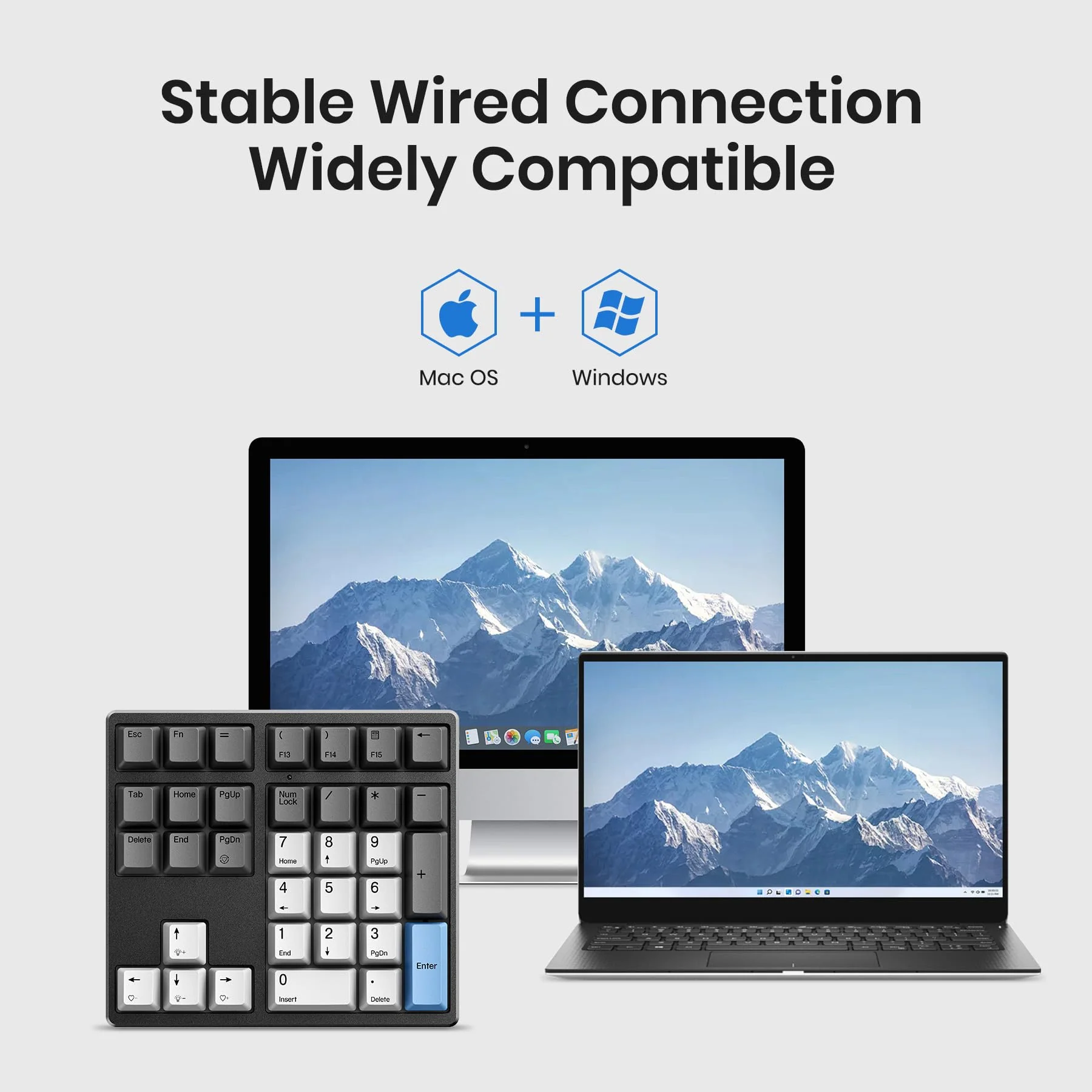 Mechanical Number Pad, 34 Key Wired Hot Swappable Keypad, Gateron Switches White Backlit Numpad,USB Numeric Keypad with PBT Keycaps for Laptop, Mac, PC Desktop(Red Switch) Red Switch - Image 3
