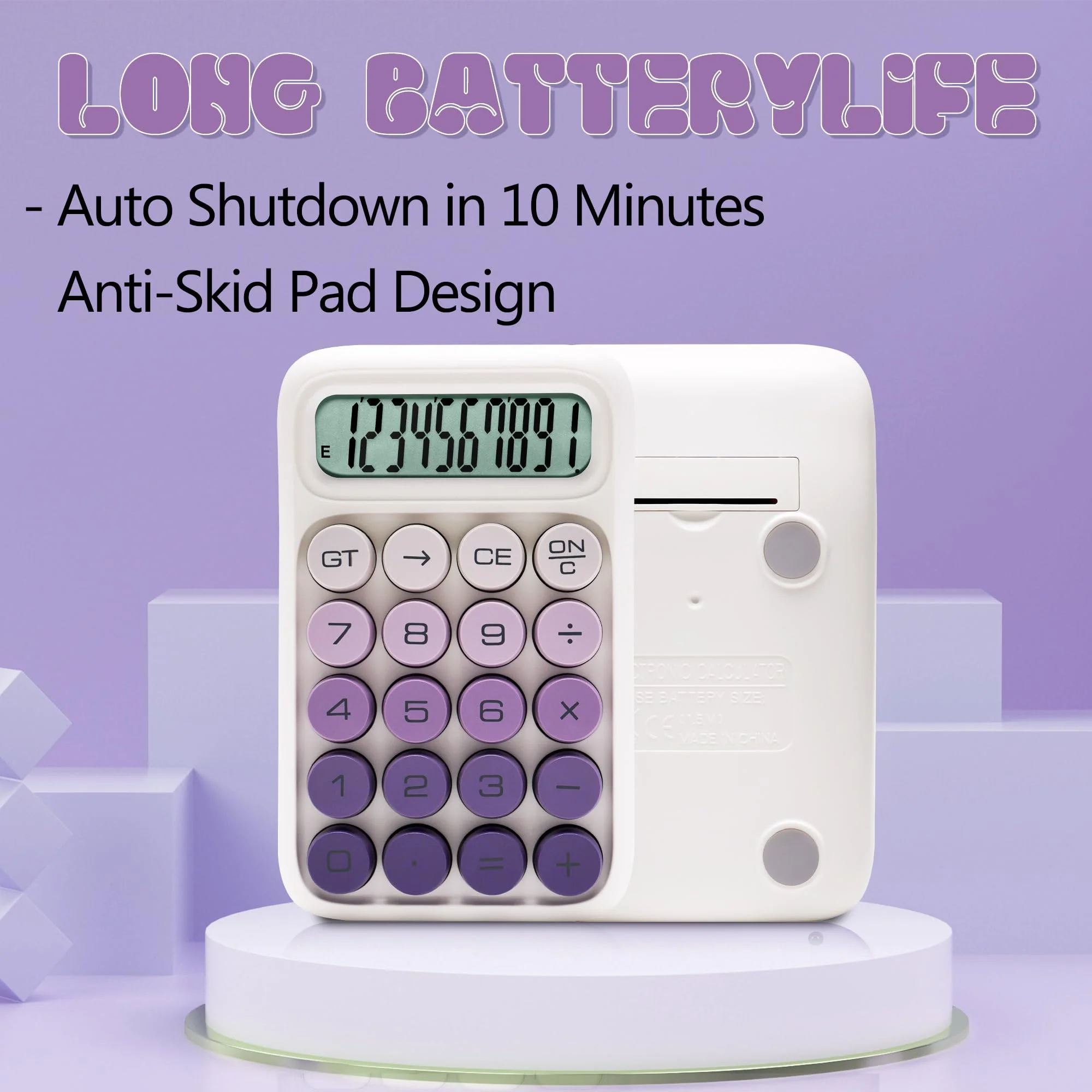 Mechanical Switch Calculator,10 Digits,Large LCD Display,Purple Calculator Big Buttons,Cute Calculator,Calculators Desktop Calculator,Aesthetic CalculatorMechanical Switch (Gradient Purple, S) Gradient Purple - Image 2