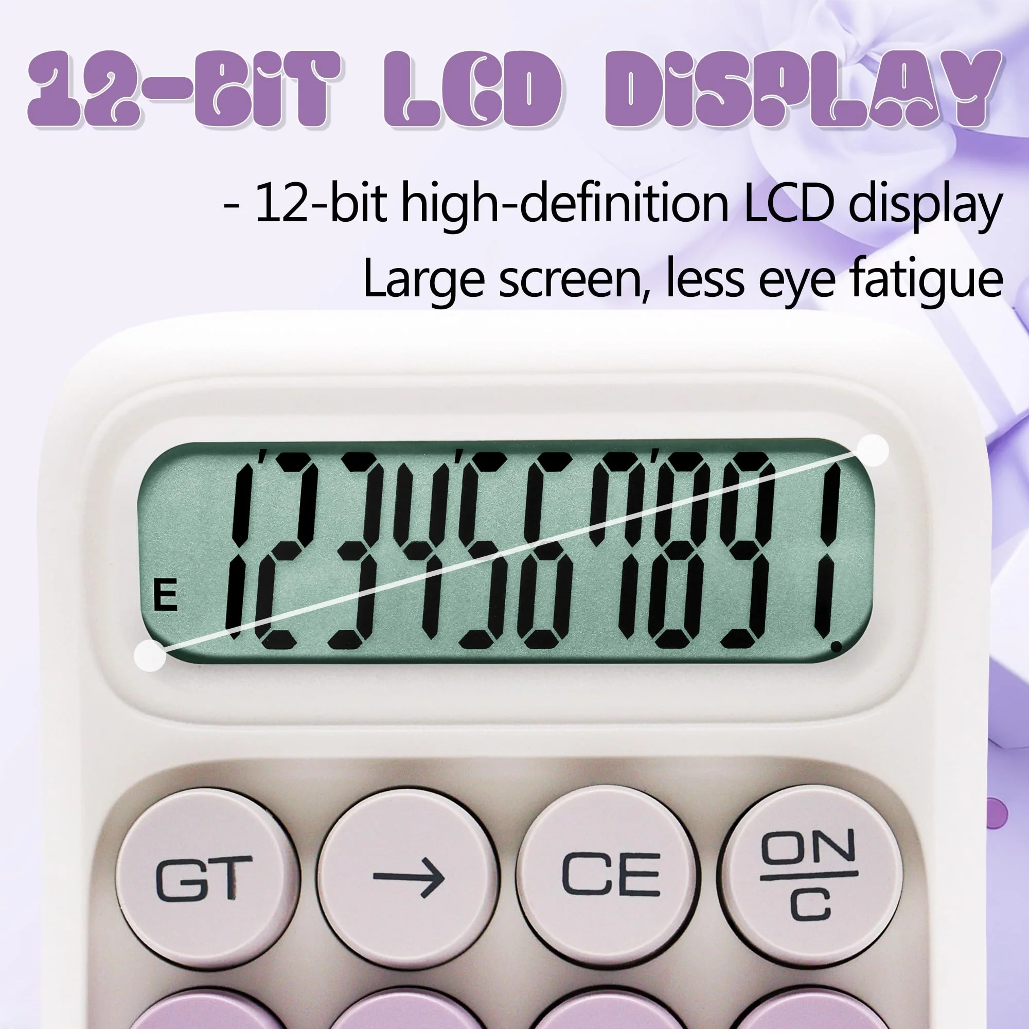 Mechanical Switch Calculator,10 Digits,Large LCD Display,Purple Calculator Big Buttons,Cute Calculator,Calculators Desktop Calculator,Aesthetic CalculatorMechanical Switch (Gradient Purple, S) Gradient Purple - Image 3