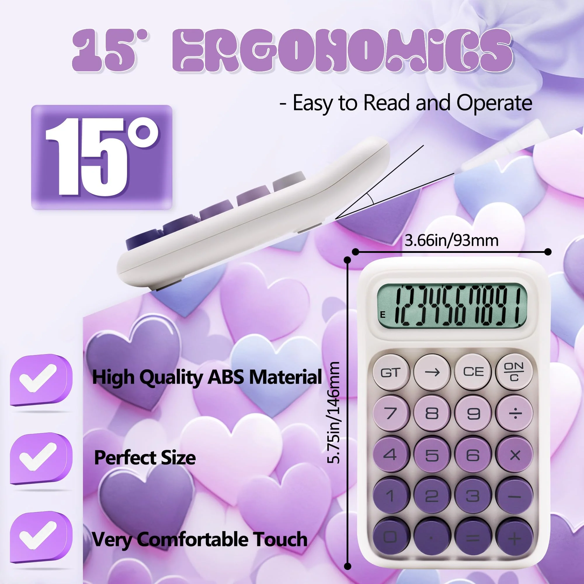 Mechanical Switch Calculator,10 Digits,Large LCD Display,Purple Calculator Big Buttons,Cute Calculator,Calculators Desktop Calculator,Aesthetic CalculatorMechanical Switch (Gradient Purple, S) Gradient Purple - Image 5