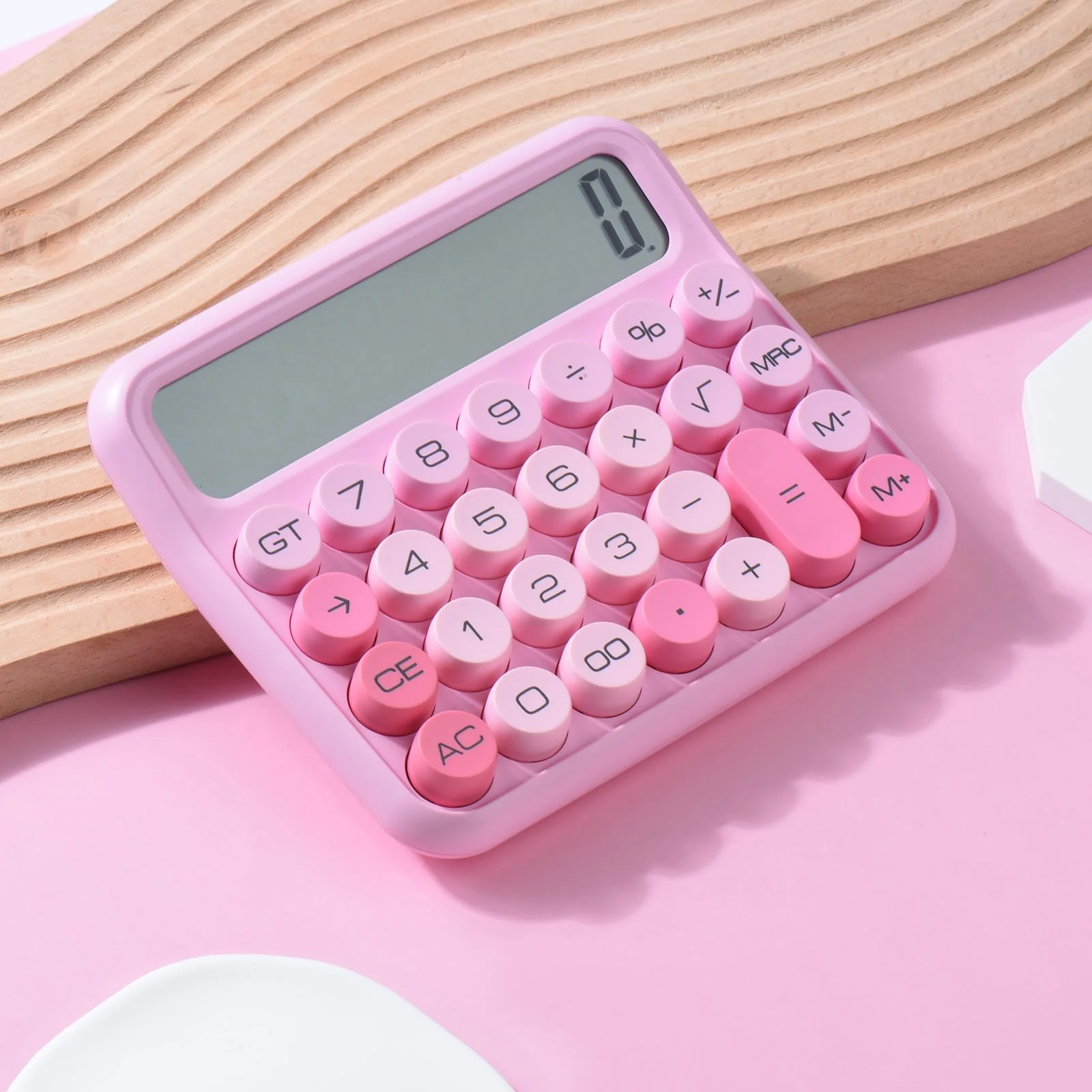 Mechanical Switch Calculator, 12 Digits, Large LCD Display, Pink Calculator Big Buttons, Mechanical Calculator, Calculators Desktop Calculator, Cute Calculator,for Everyday Life and Basic Office Work - Image 6