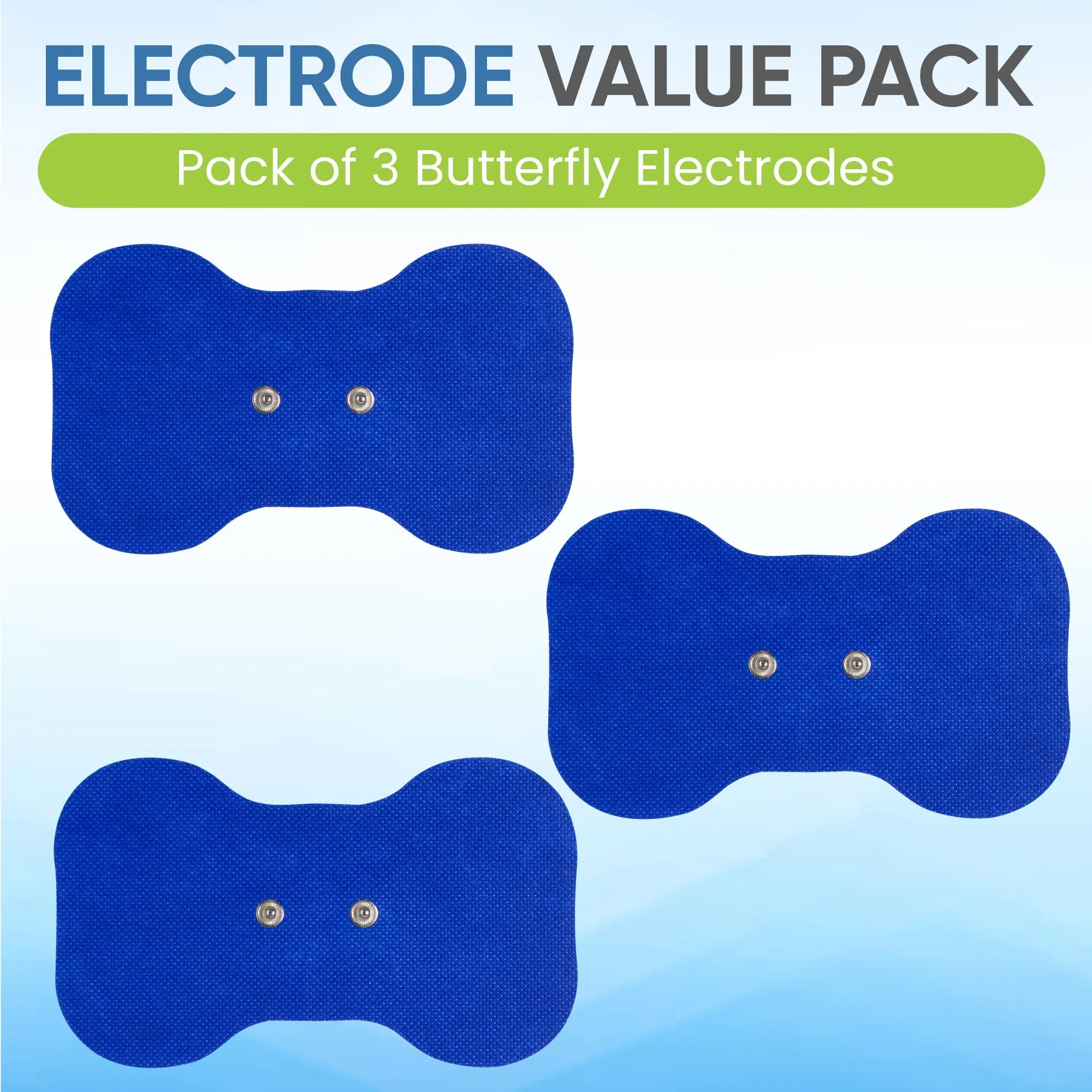 Med-Fit Butterfly Wireless TENS Self Adhesive Electrode - Versatile, Durable and Hassle-Free Pain Relief (Blue, Butterfly 3-Pack) Butterfly 3 Pack Blue - Image 5