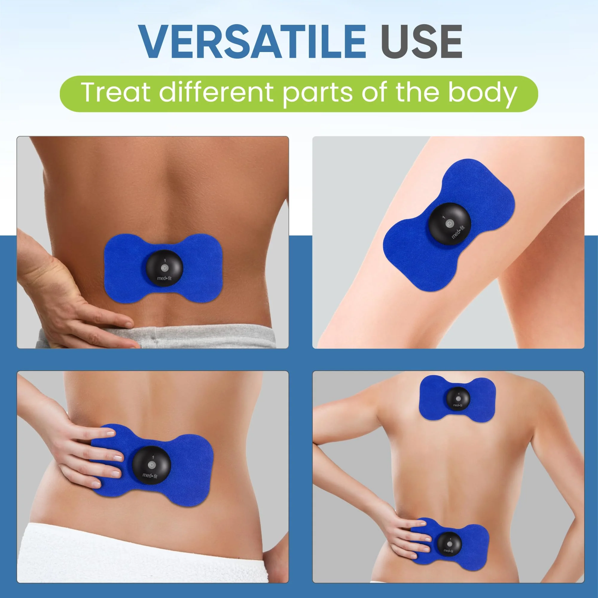 Med-Fit Butterfly Wireless TENS Self Adhesive Electrode - Versatile, Durable and Hassle-Free Pain Relief (Blue, Butterfly 3-Pack) Butterfly 3 Pack Blue - Image 6