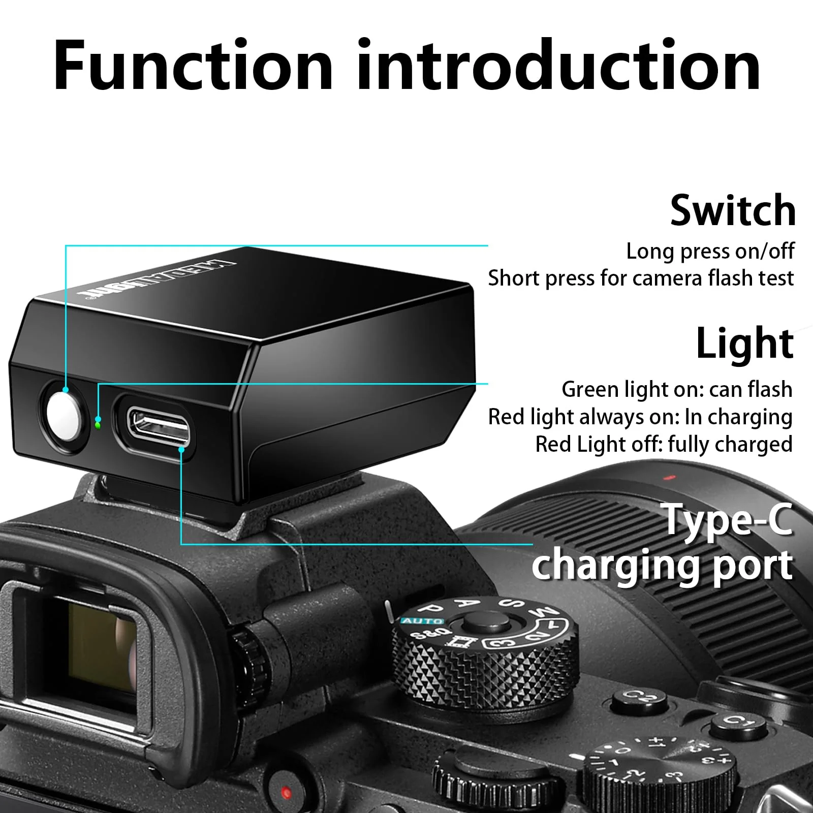 MEDALight Upgrade Aluminum F1s Mini Camera Flash for Ricoh GR3/GR3X/Fuji/Sony ZV1/Nikon/Canon/Olympus/Digital Film Cameras,Portable Hot Shoe Camera Flash Speedlite for DSLR Camera(Black). Black - Image 3