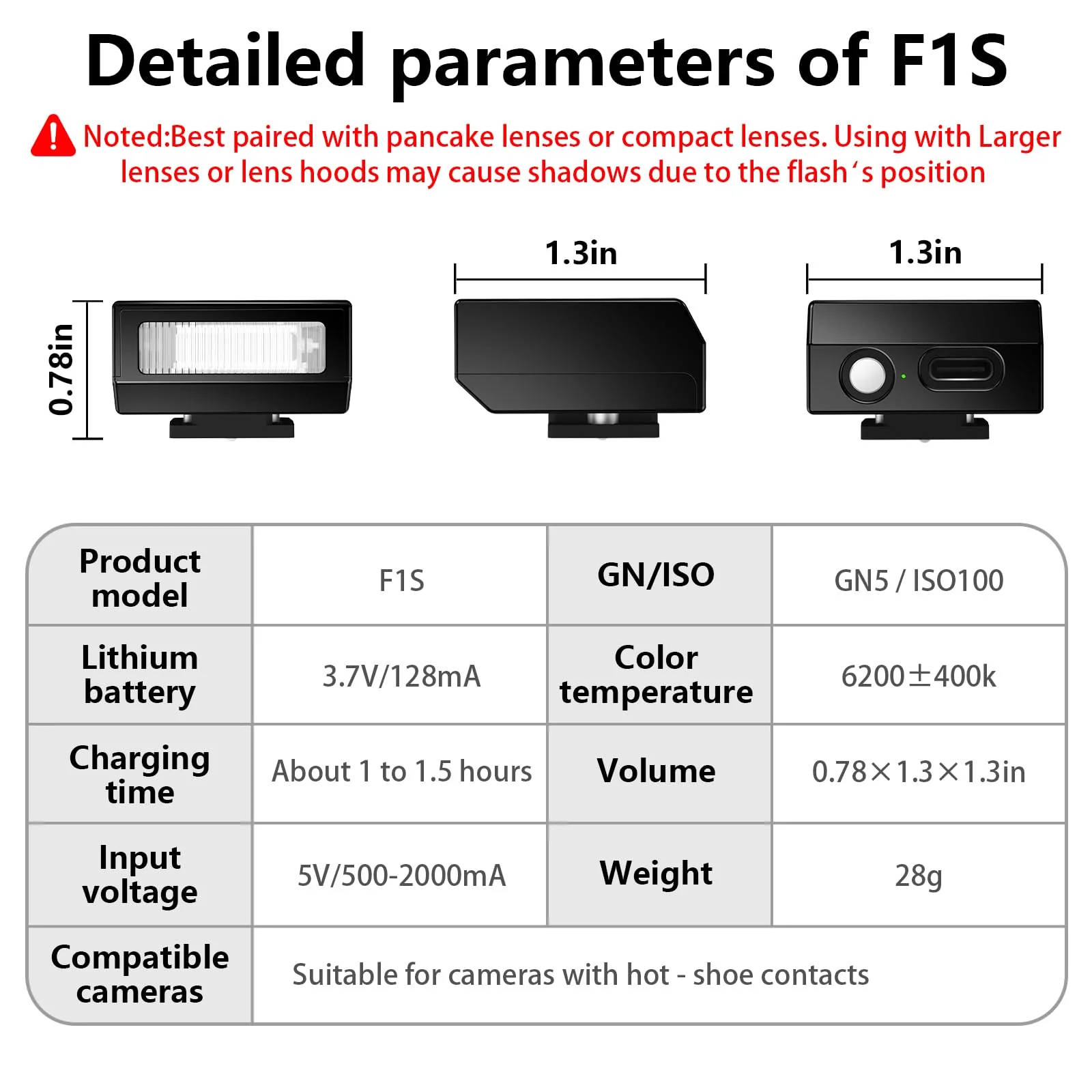MEDALight Upgrade Aluminum F1s Mini Camera Flash for Ricoh GR3/GR3X/Fuji/Sony ZV1/Nikon/Canon/Olympus/Digital Film Cameras,Portable Hot Shoe Camera Flash Speedlite for DSLR Camera(Black). Black - Image 4