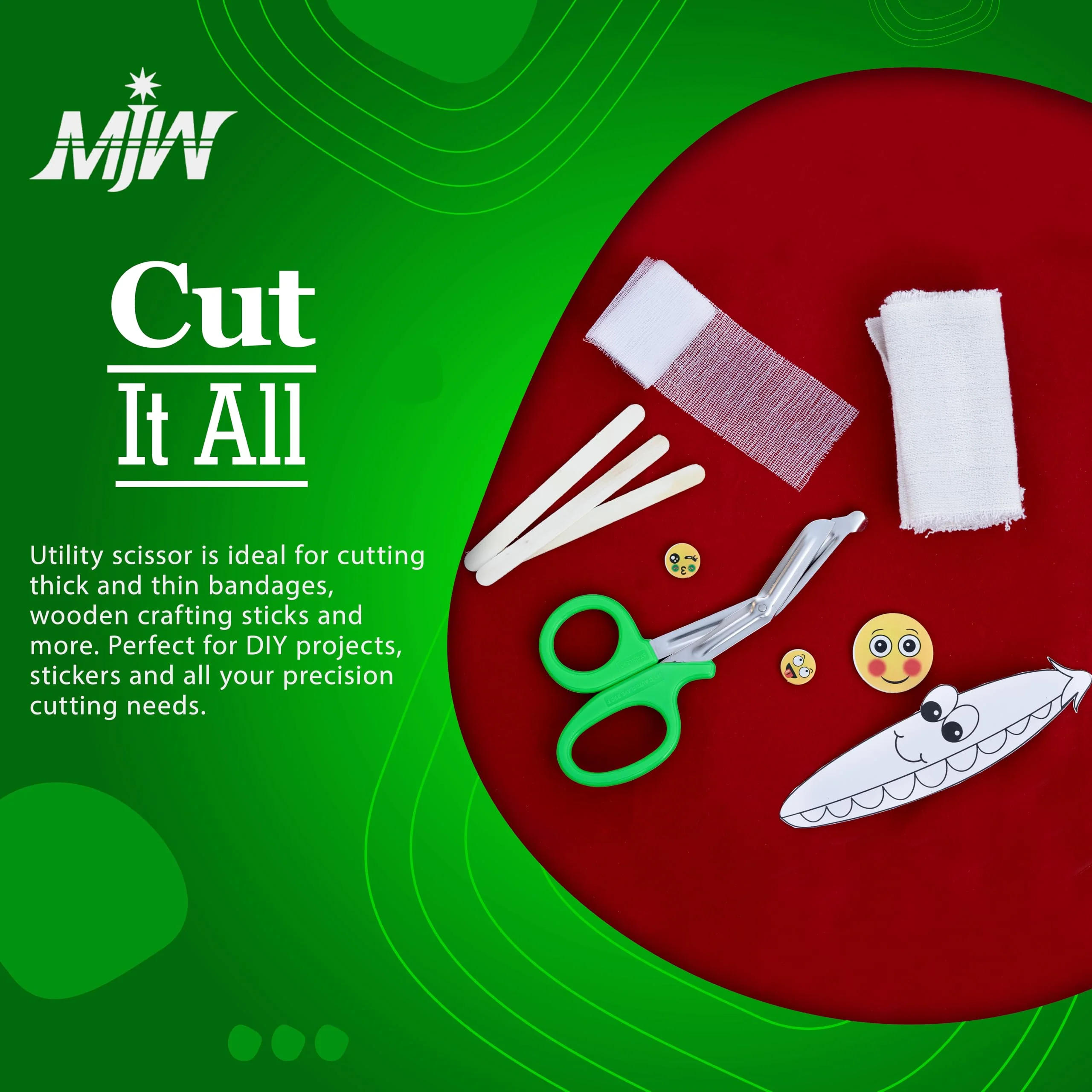 Medical Bandage Scissors EMT Scissors - 19 cm / 7.5 Inch Length Stainless Steel First Aid Emergency Scissors Traumatic Scissors Premium Quality (Green, 5.5) Green - Image 2