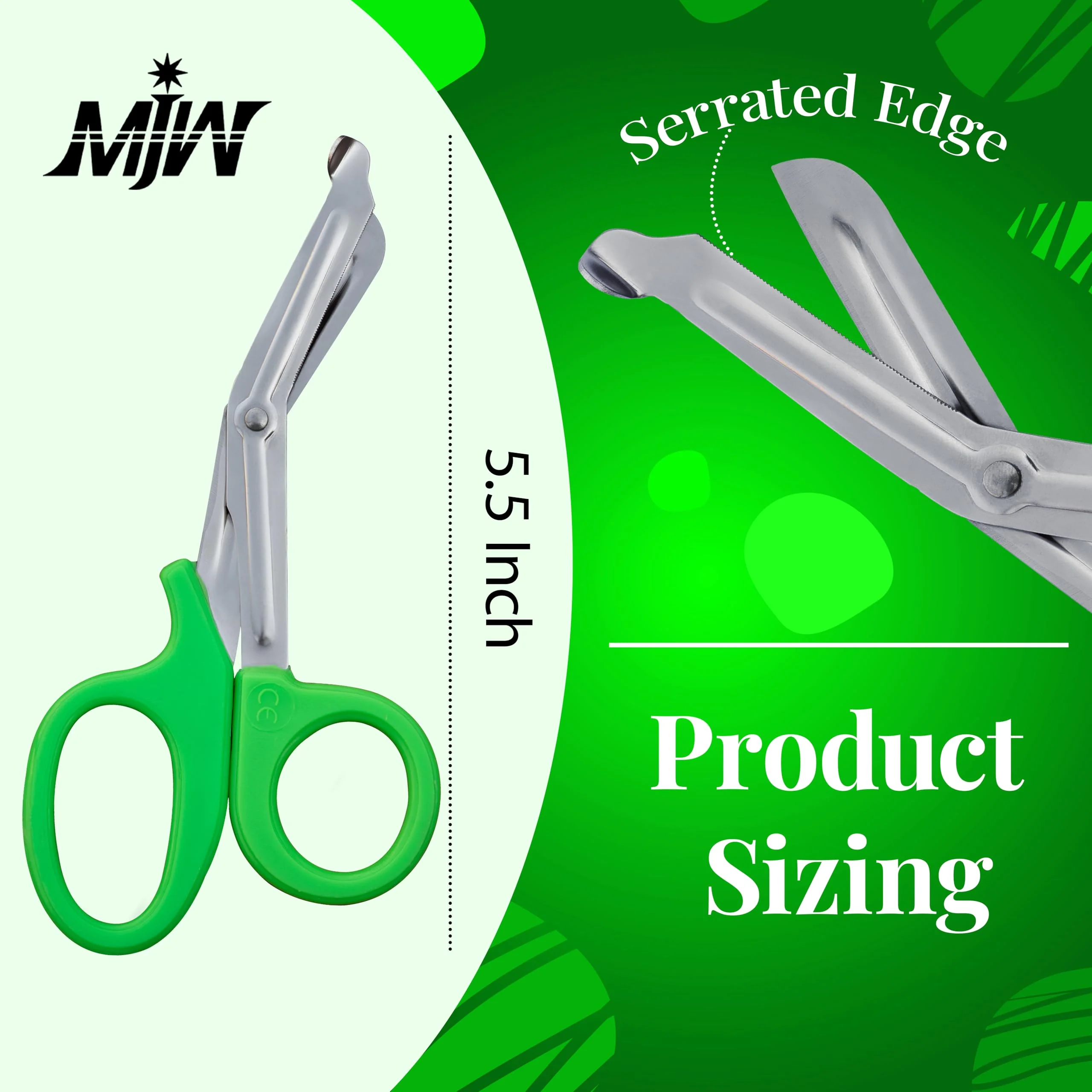 Medical Bandage Scissors EMT Scissors - 19 cm / 7.5 Inch Length Stainless Steel First Aid Emergency Scissors Traumatic Scissors Premium Quality (Green, 5.5) Green - Image 3
