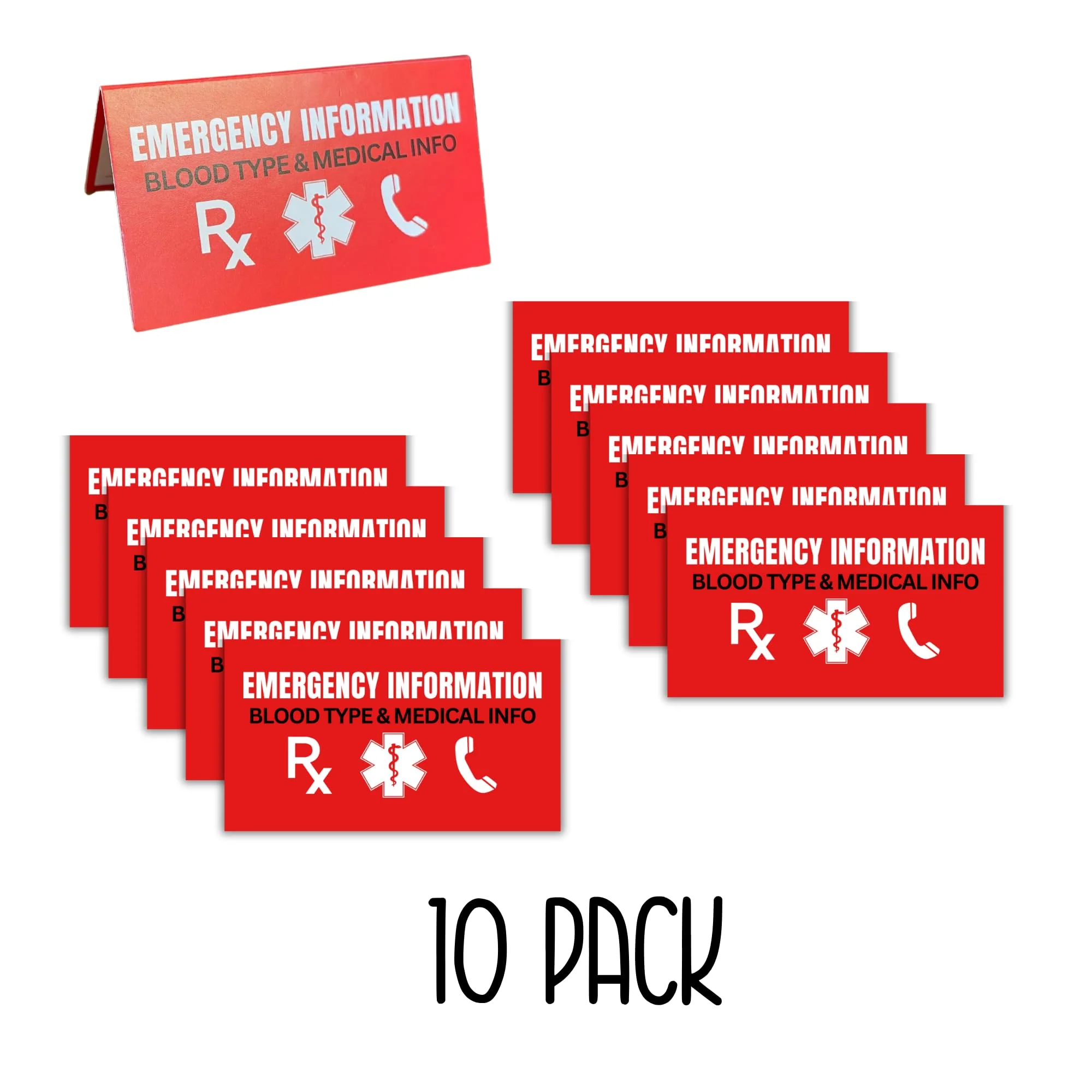 Medical ID Information In Case of Emergency Folded Wallet Card | 10pk 2x3.5” Folded Contacts Doctor Allergies Medications Write In Blood Type - Image 3