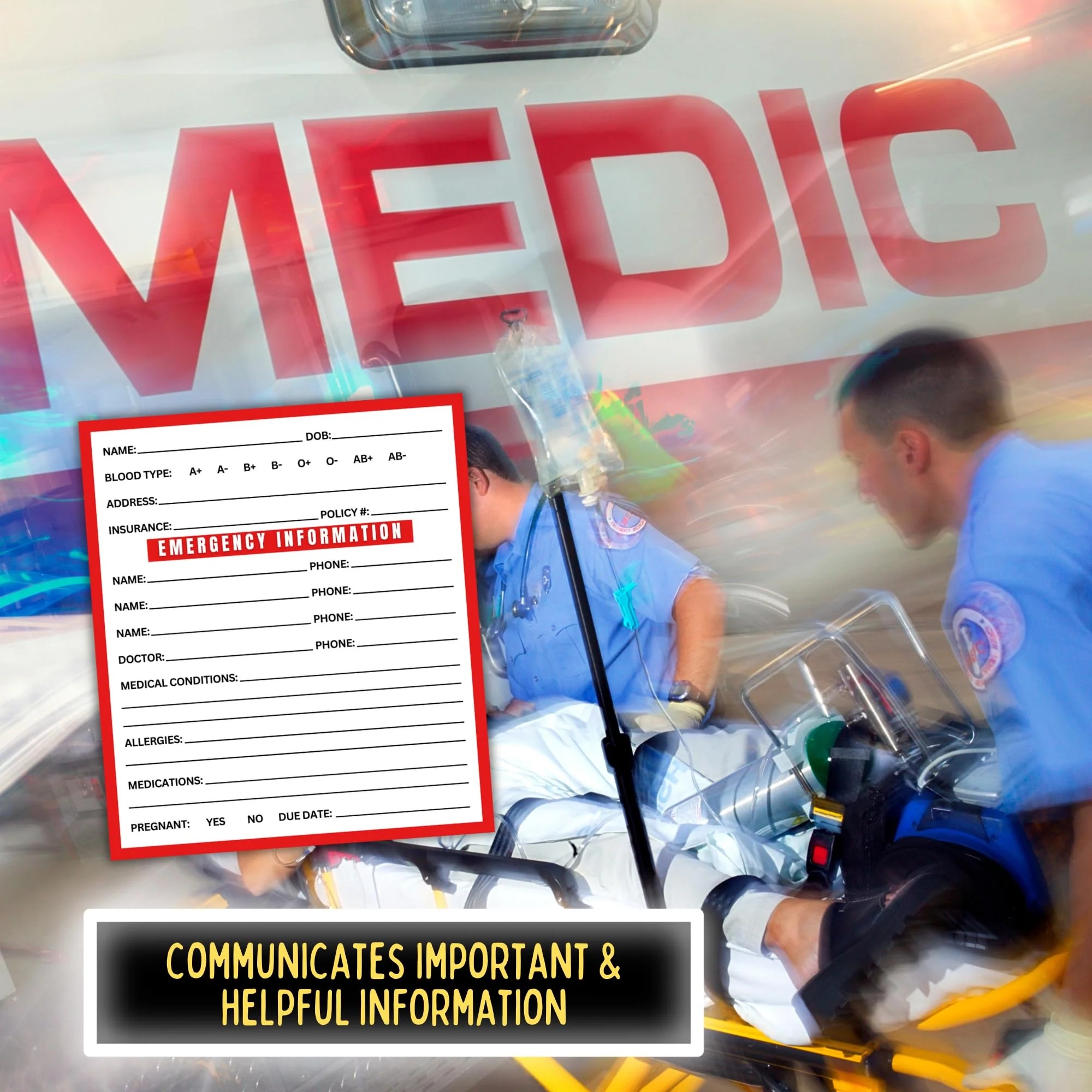 Medical ID Information In Case of Emergency Folded Wallet Card | 10pk 2x3.5” Folded Contacts Doctor Allergies Medications Write In Blood Type - Image 7