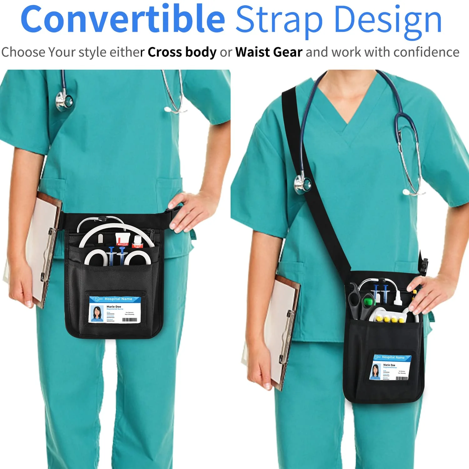 Medical Nurse Fanny Pack, 11 Pockets Nurse tool Belt for Women, Nursing Bags for Work Supplies with Multi Compartment,Nursing Waist Organizer Belt Medium - Image 3