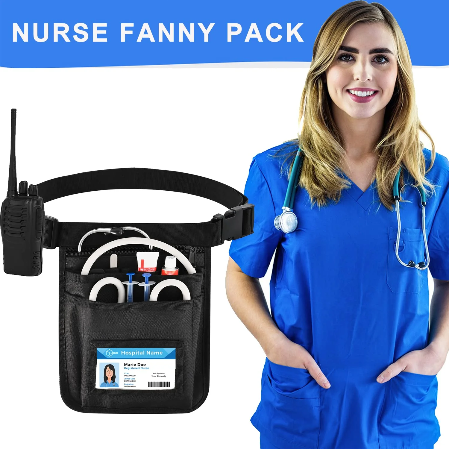 Medical Nurse Fanny Pack, 11 Pockets Nurse tool Belt for Women, Nursing Bags for Work Supplies with Multi Compartment,Nursing Waist Organizer Belt Medium - Image 6
