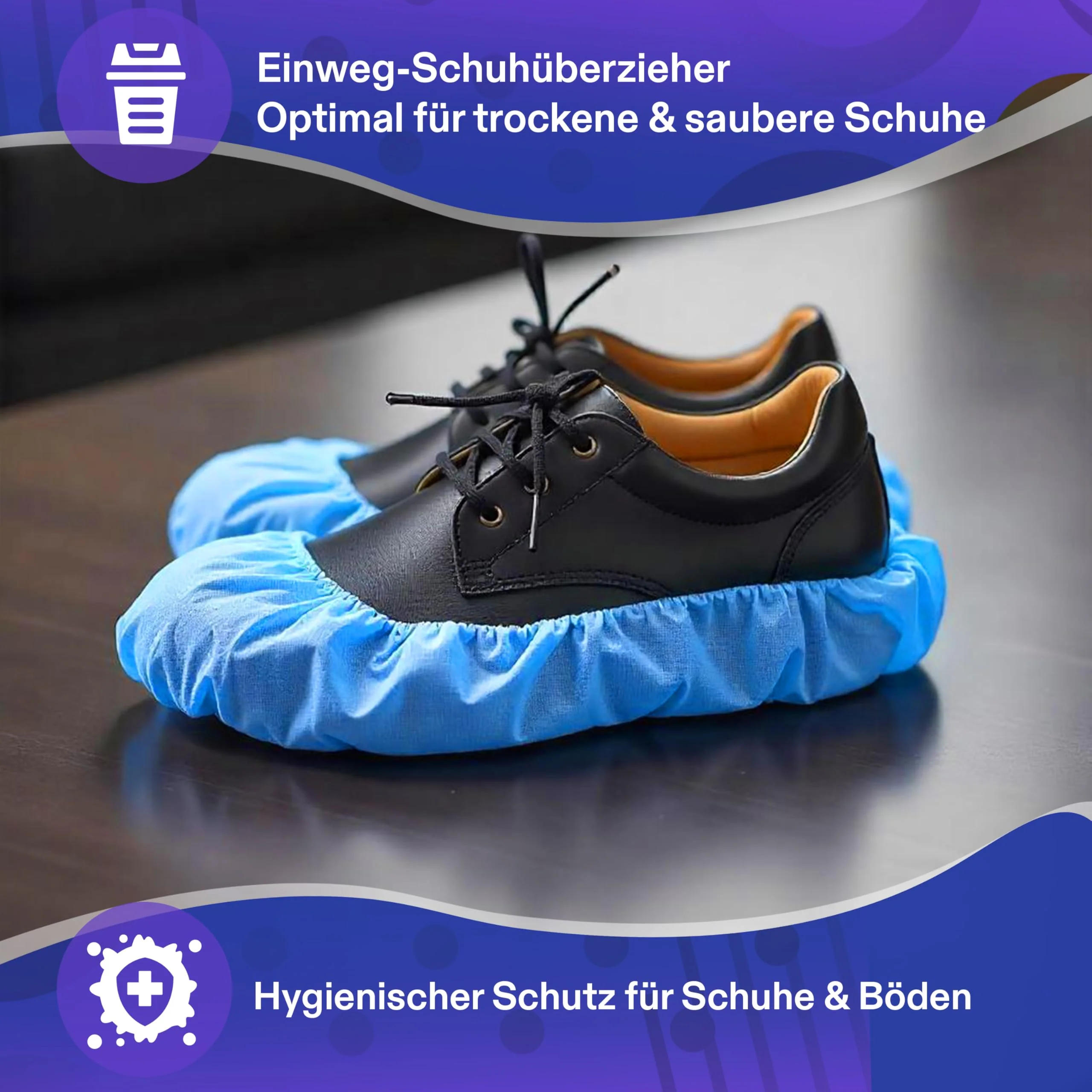 Medimex Disposable Shoe Covers, Blue, 15 x 36 cm, Pack of 200, Latex-Free, Waterproof, Non-Slip, CPE Material, Ideal for Medicine, Crafts, Household and Outdoor Protection - Image 2
