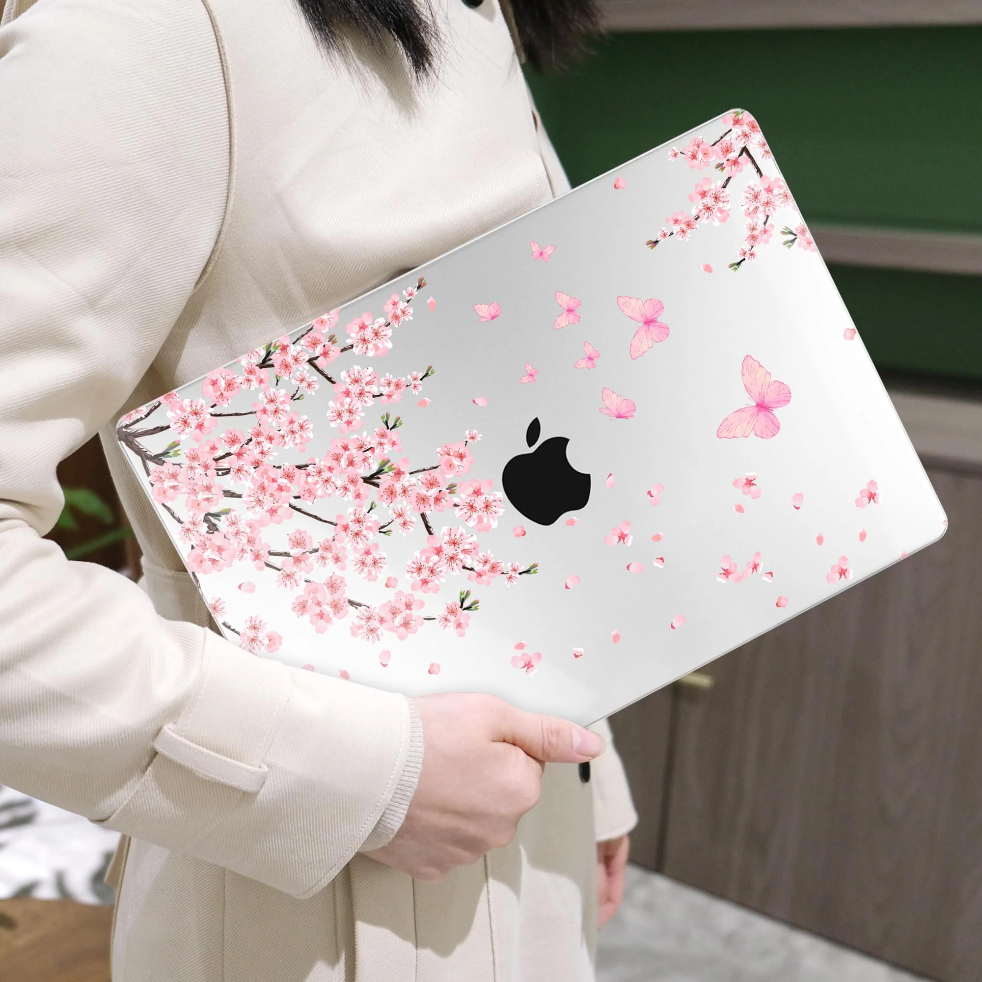 MEEgoodo for M3 MacBook Pro 14 inch Case 2023 2021 A2918 A2992 A2779 A2442 M2 M1 Pro/Max, Clear Laptop Hard Shell Cases with Keyboard Webcam Cover & Trackpad Film & Type C Adapter, Cherry Blossoms - Image 6