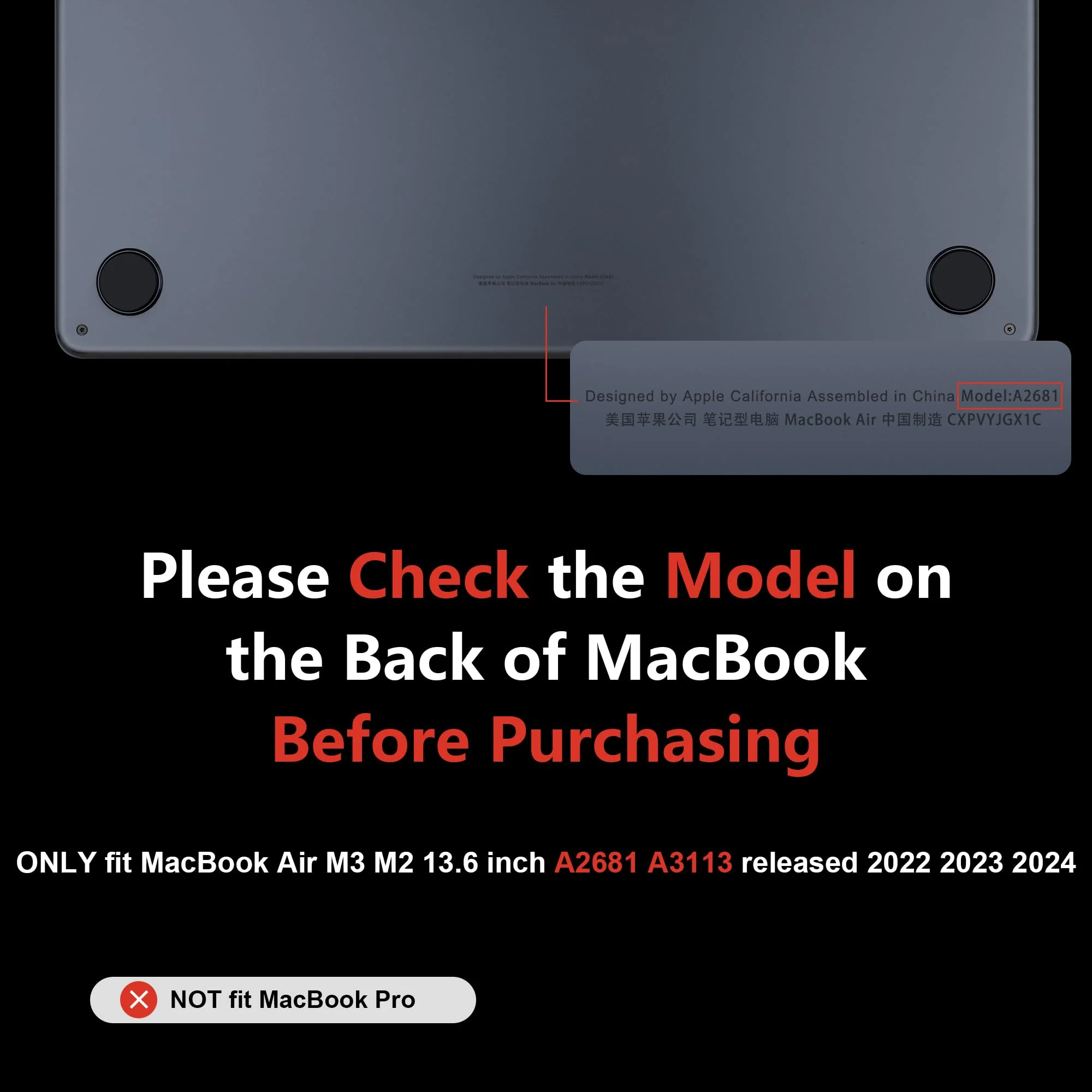 MEEgoodo for MacBook Air M3 M2 13.6 inch Case 2024 2022, Clear Cover Fit Model A3113 A2681,Flexible Plastic Case for M2 13 inch Laptop, Hard Shell with TPU Keyboard & Webcam Cover & OTG Adapter,Clear - Image 2