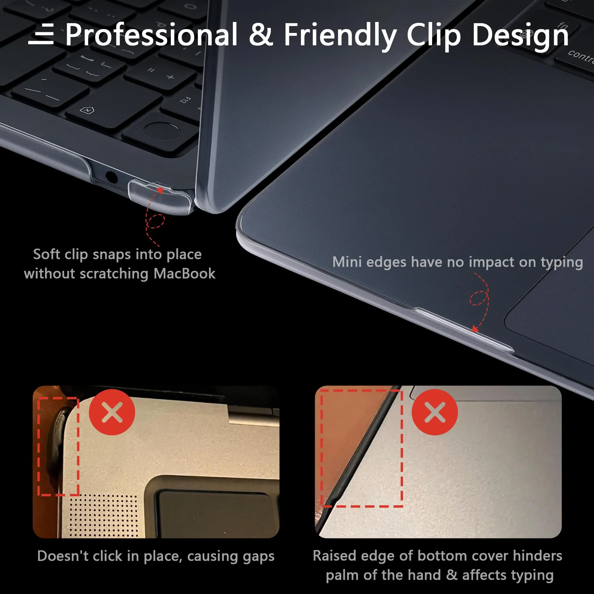 MEEgoodo for MacBook Air M3 M2 13.6 inch Case 2024 2022, Clear Cover Fit Model A3113 A2681,Flexible Plastic Case for M2 13 inch Laptop, Hard Shell with TPU Keyboard & Webcam Cover & OTG Adapter,Clear - Image 5