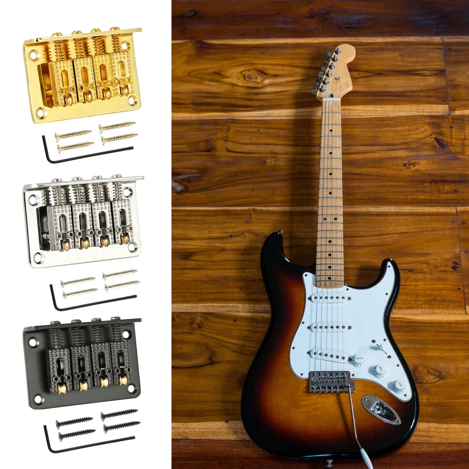 MEELYHOMEZQA 4 String Cigar Box Guitar Bridge, Electric Guitar Bridge Tailpiece Top Load Fixed Hardtail Saddle Cigar Box Guitar Parts, Silver - Image 6