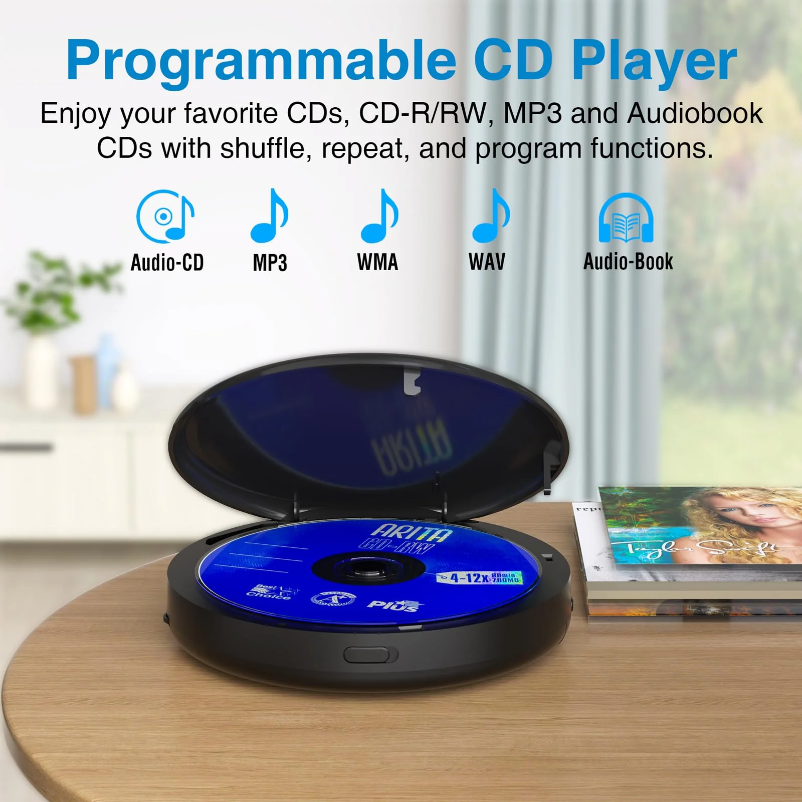 MEGATEK Portable CD Player with Dual Stereo Speakers and 60 Seconds Anti Skip, Personal Walkman CD Player for Car with headphones, USB Port, Bluetooth and FM Transmitter, 2000mAh Rechargeable Battery - Image 5