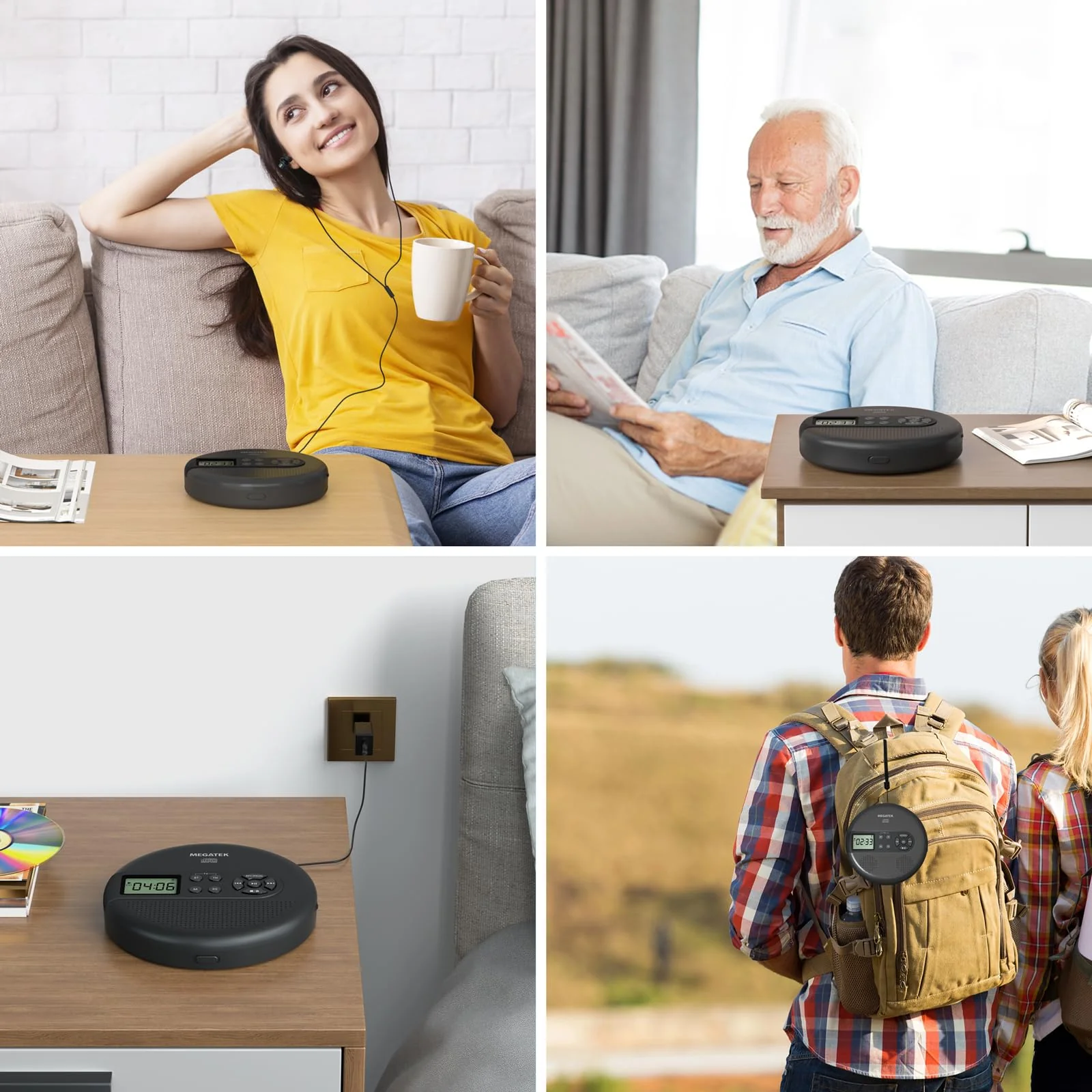 MEGATEK Portable CD Player with Dual Stereo Speakers and 60 Seconds Anti Skip, Personal Walkman CD Player for Car with headphones, USB Port, Bluetooth and FM Transmitter, 2000mAh Rechargeable Battery - Image 9