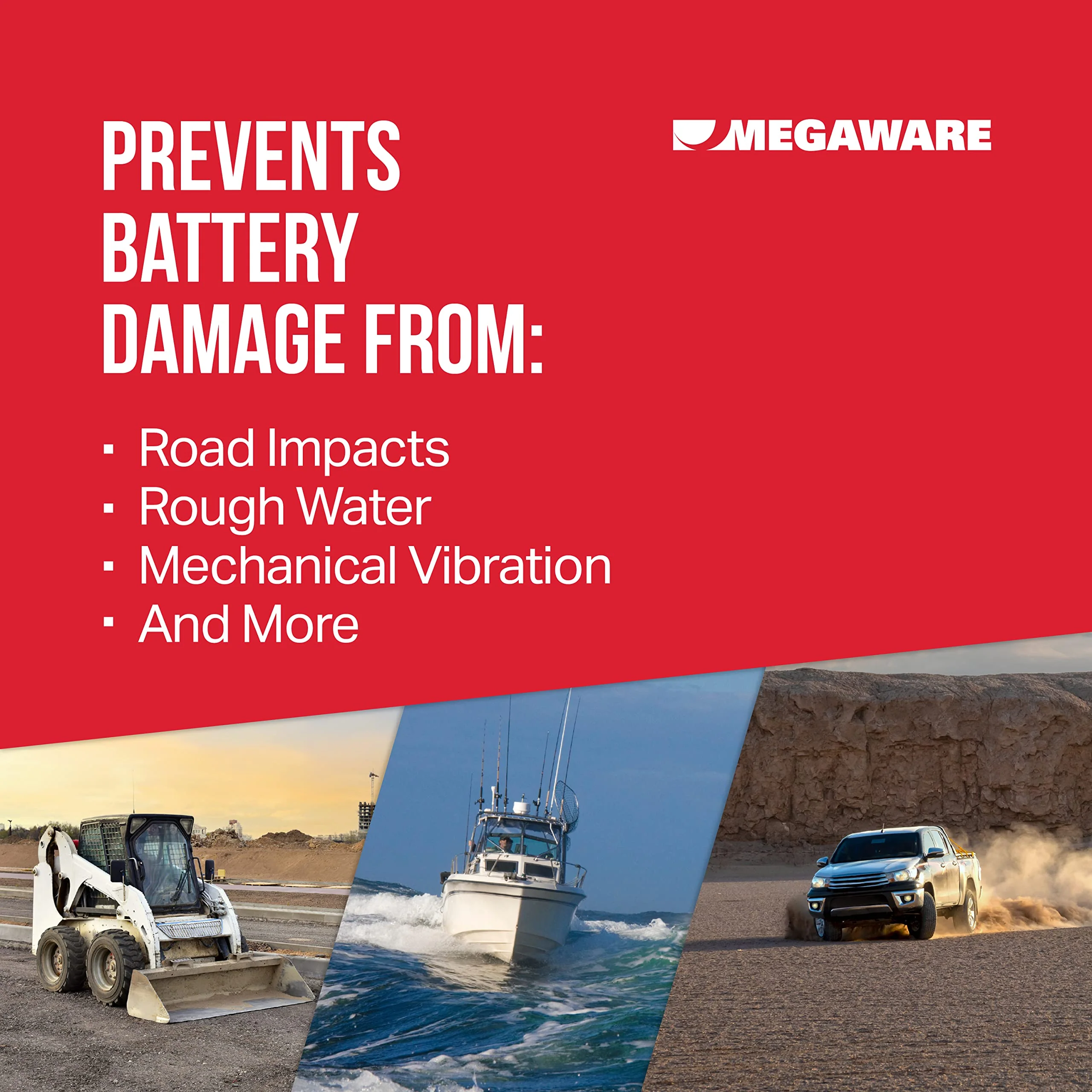 MEGAWARE KEELGUARD BatteryGuard Protector - Great for Boats, RVs, Semi Trucks, and Off-Road Vehicles - Shock and Vibration Absorber - Fits up to Group 31 Batteries (12.75 x 6.88 x 0.375 in) - Image 2