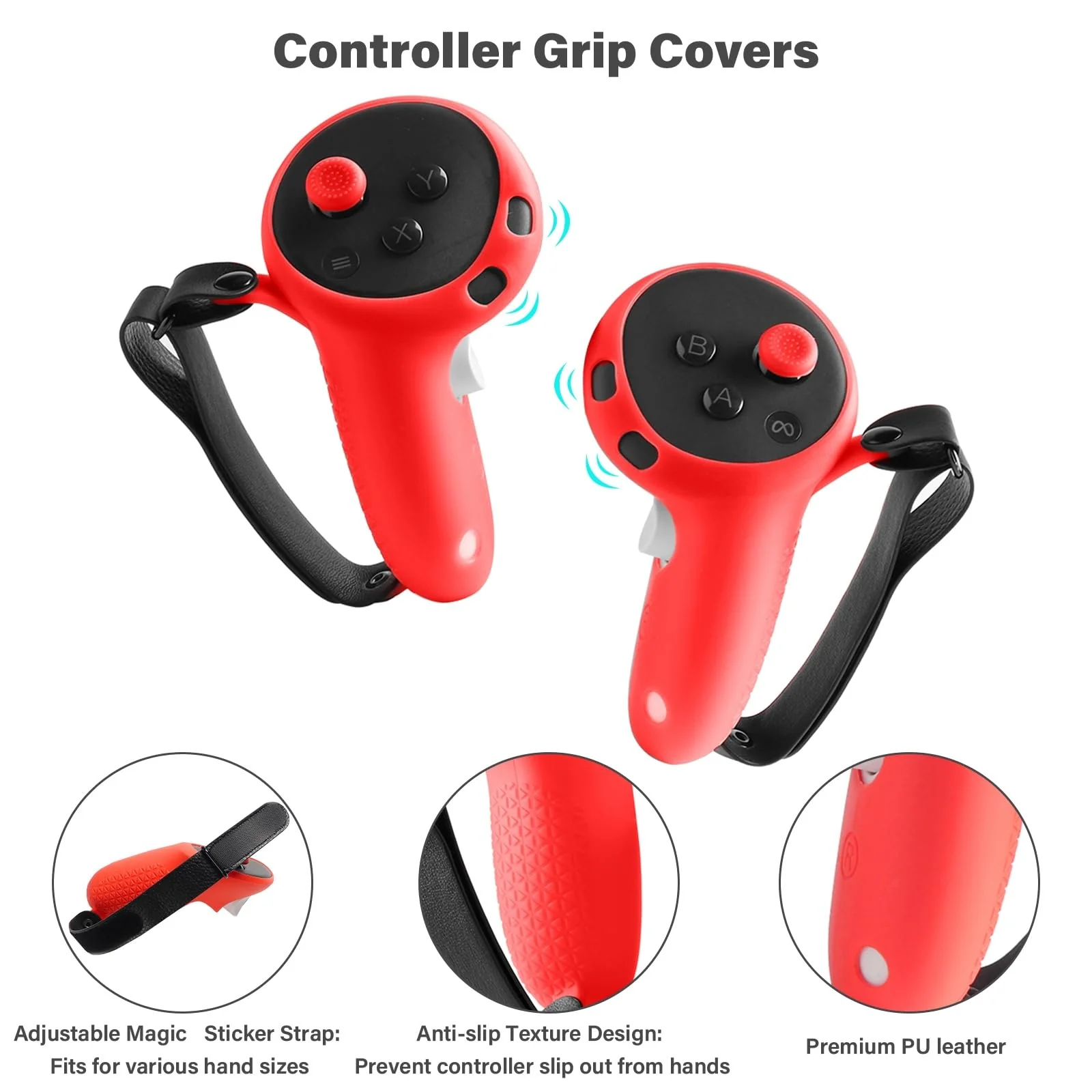 MEGREZ VR Silicone Cover Set Compatible with Oculus/Meta Quest 3, Quest 3 Accessories Protective Cover includes Face Cover, Headset Shell Cover, Protective Lens Cover, Controller Grips, Red - Image 3