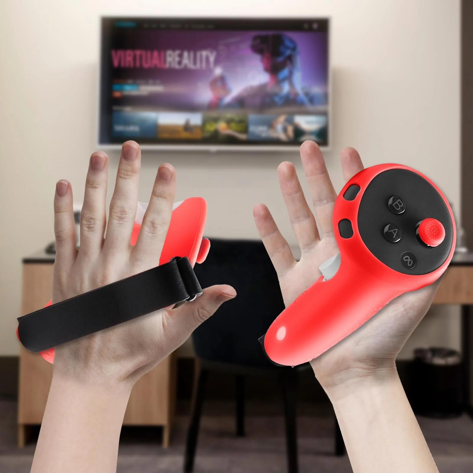 MEGREZ VR Silicone Cover Set Compatible with Oculus/Meta Quest 3, Quest 3 Accessories Protective Cover includes Face Cover, Headset Shell Cover, Protective Lens Cover, Controller Grips, Red - Image 6