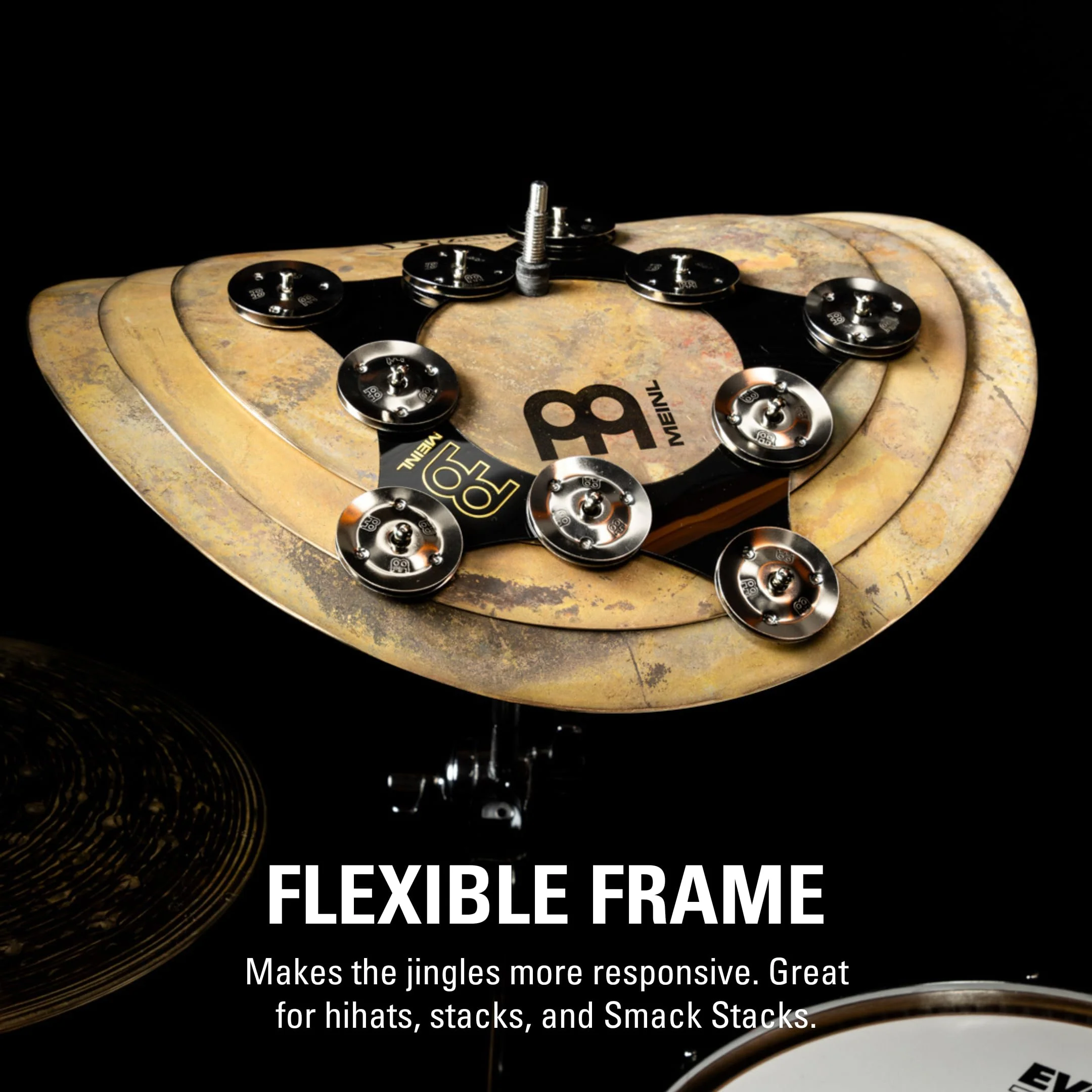 Meinl Cymbals Super Flex Hihat Tambourine Effect with 10 Pairs of Stainless Steel Jingles — NOT Made in China — Flexible Thin Frame, 2-Year Warranty (SFHHT) - Image 4