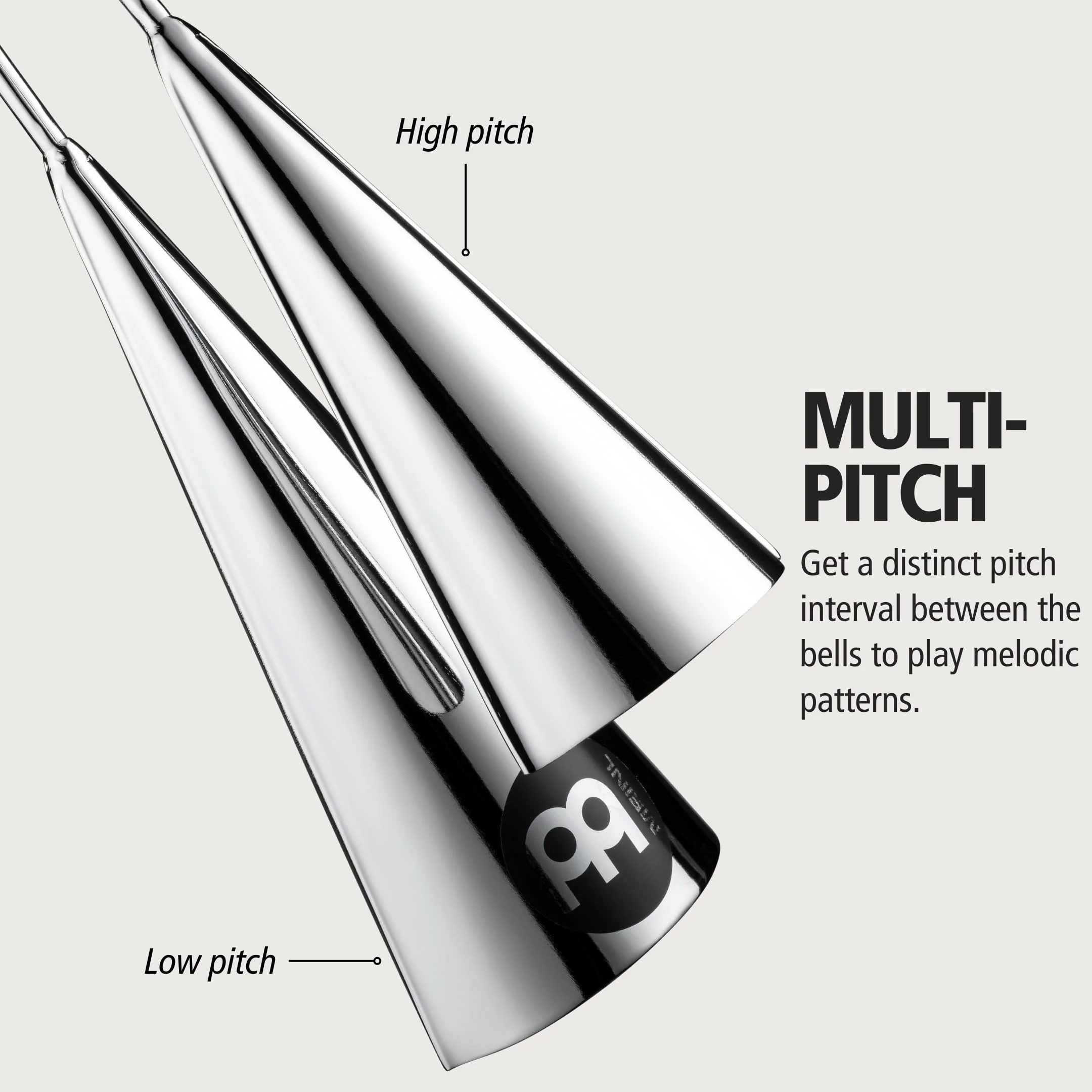 Meinl Percussion STBAG2-CH Tonally Matched Chrome Finish Steel Handheld A-Go-Go Bells, Large - Image 2