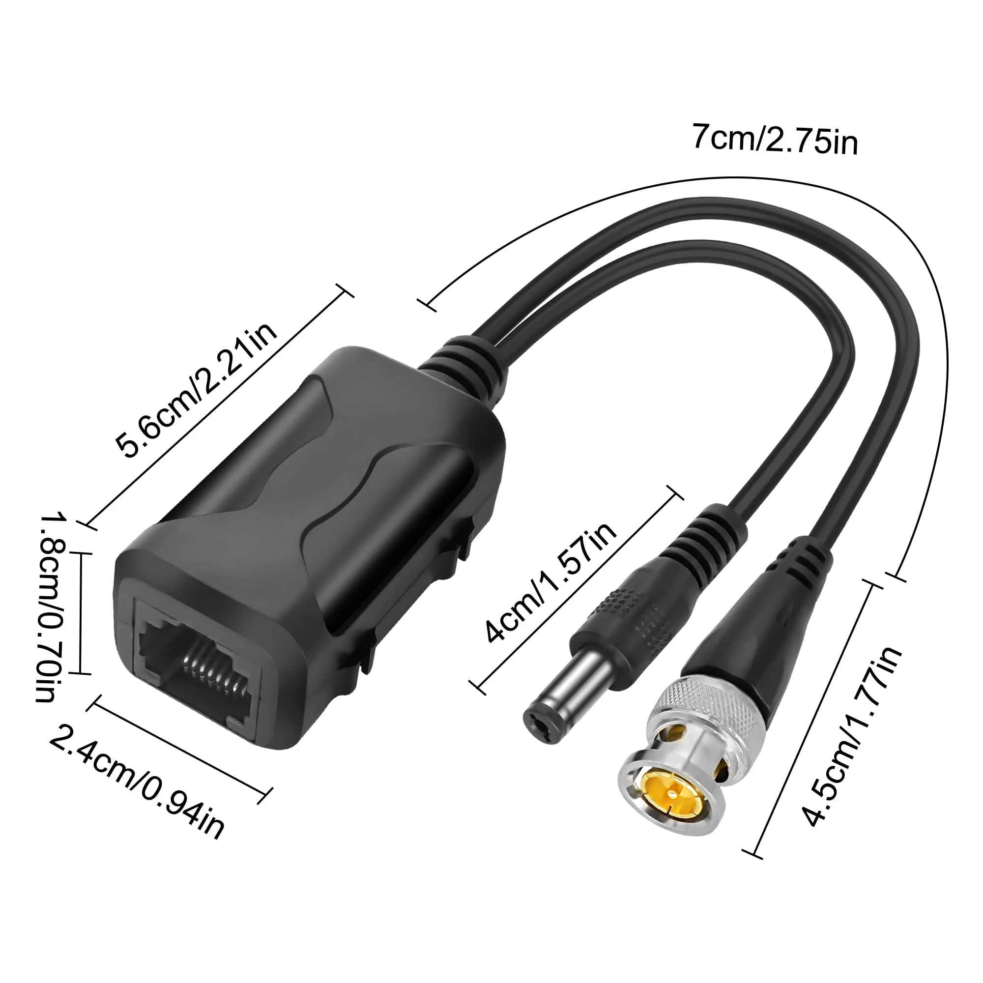MEIRIYFA Passive Video Balun BNC to RJ45 Cat5e/6 Video Baluns Transceiver Transmitter with Power Connector for 720P 1080P 3MP 4MP 5MP 8MP HD-CVI/TVI/CVBS Analog to IP Camera Converter (2 Pairs) - Image 7