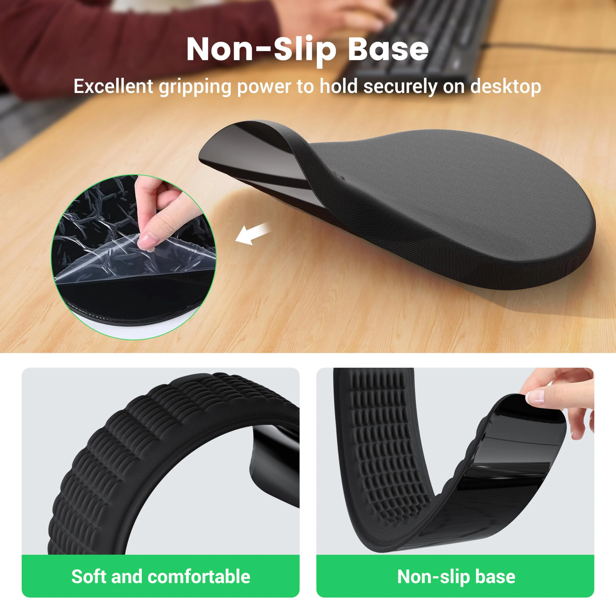 MEKASS Ergonomic Mouse Pad and Keyboard Wrist Rest Set, Super Soft Memory Foam Desk Wrist Support for Computer Keyboard, Non-Slip Arm Palm Rests Cushion for Typing Gaming Office Laptop Mac (Black) Black - Image 5