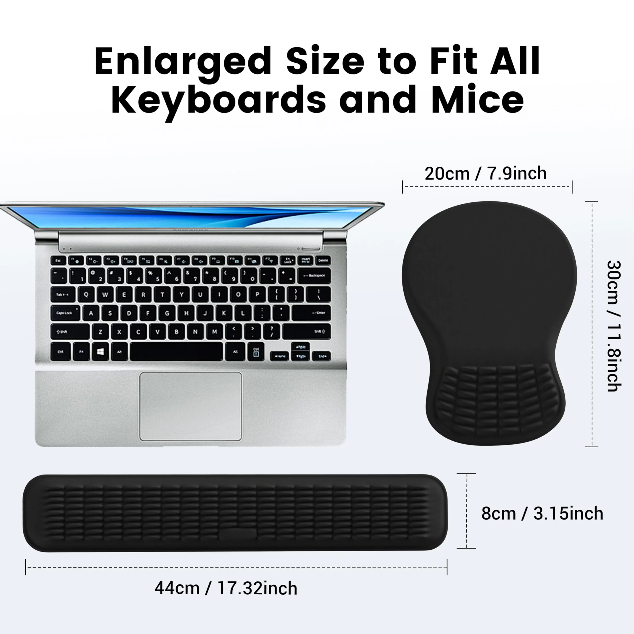 MEKASS Ergonomic Mouse Pad and Keyboard Wrist Rest Set, Super Soft Memory Foam Desk Wrist Support for Computer Keyboard, Non-Slip Arm Palm Rests Cushion for Typing Gaming Office Laptop Mac (Black) Black - Image 6